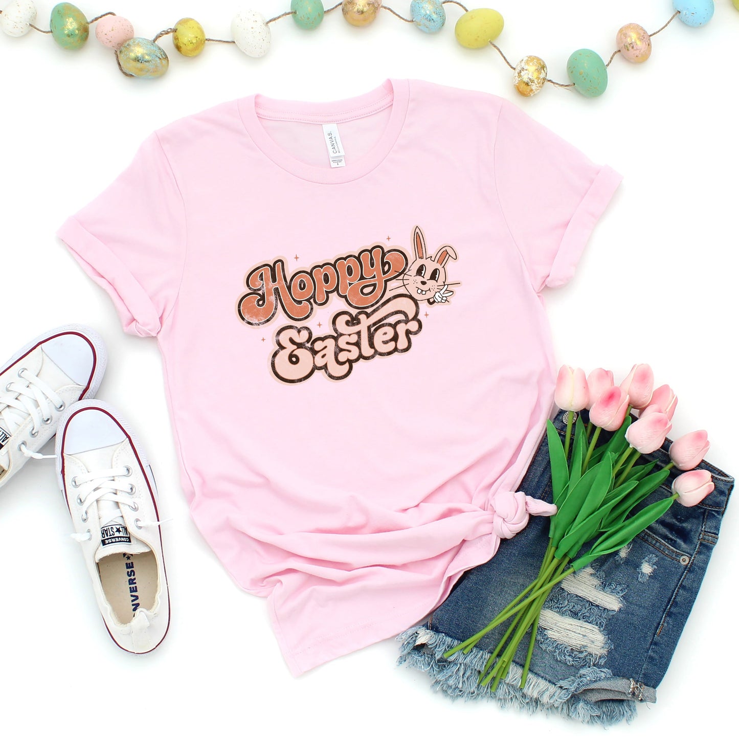 Hoppy Easter Distressed | Short Sleeve Crew Neck