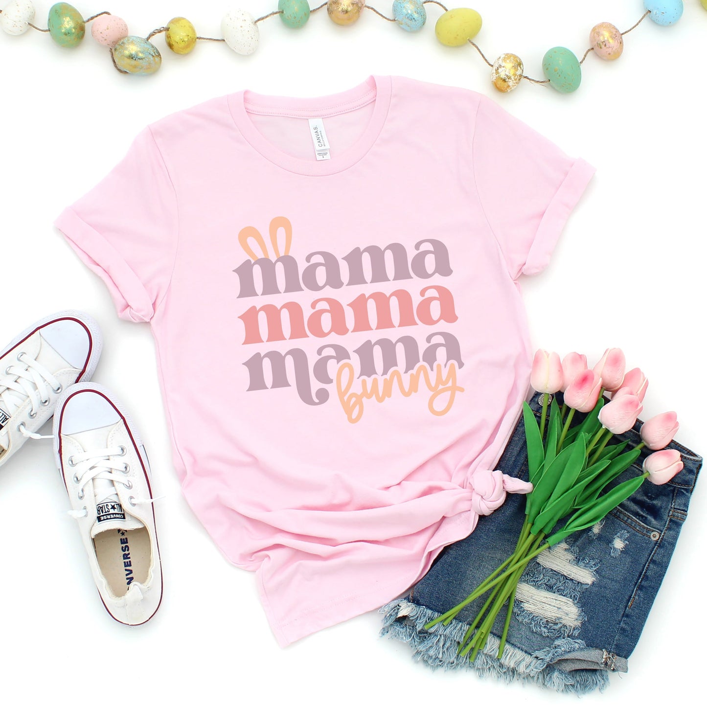 Mama Bunny Stacked | Short Sleeve Crew Neck