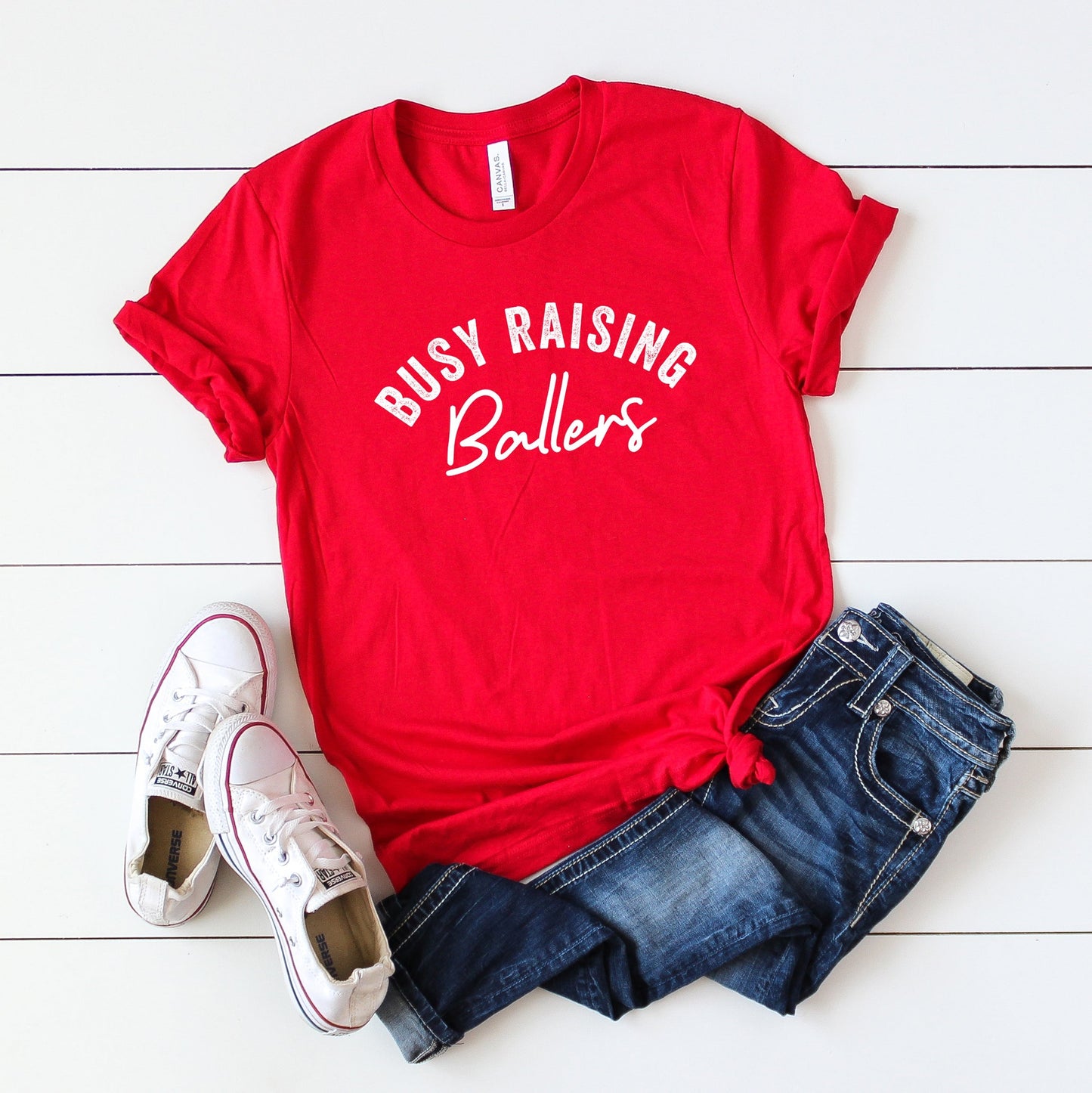 I'm Busy Raising Ballers | Short Sleeve Crew Neck