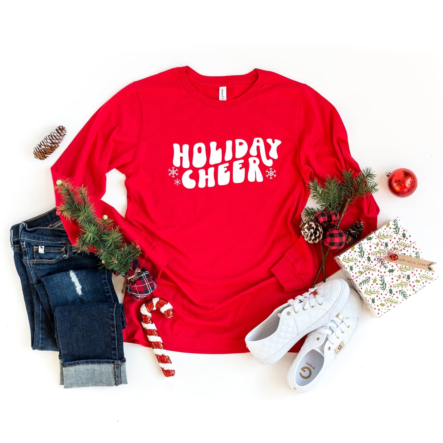 Holiday Cheer Wavy | Long Sleeve Crew Neck