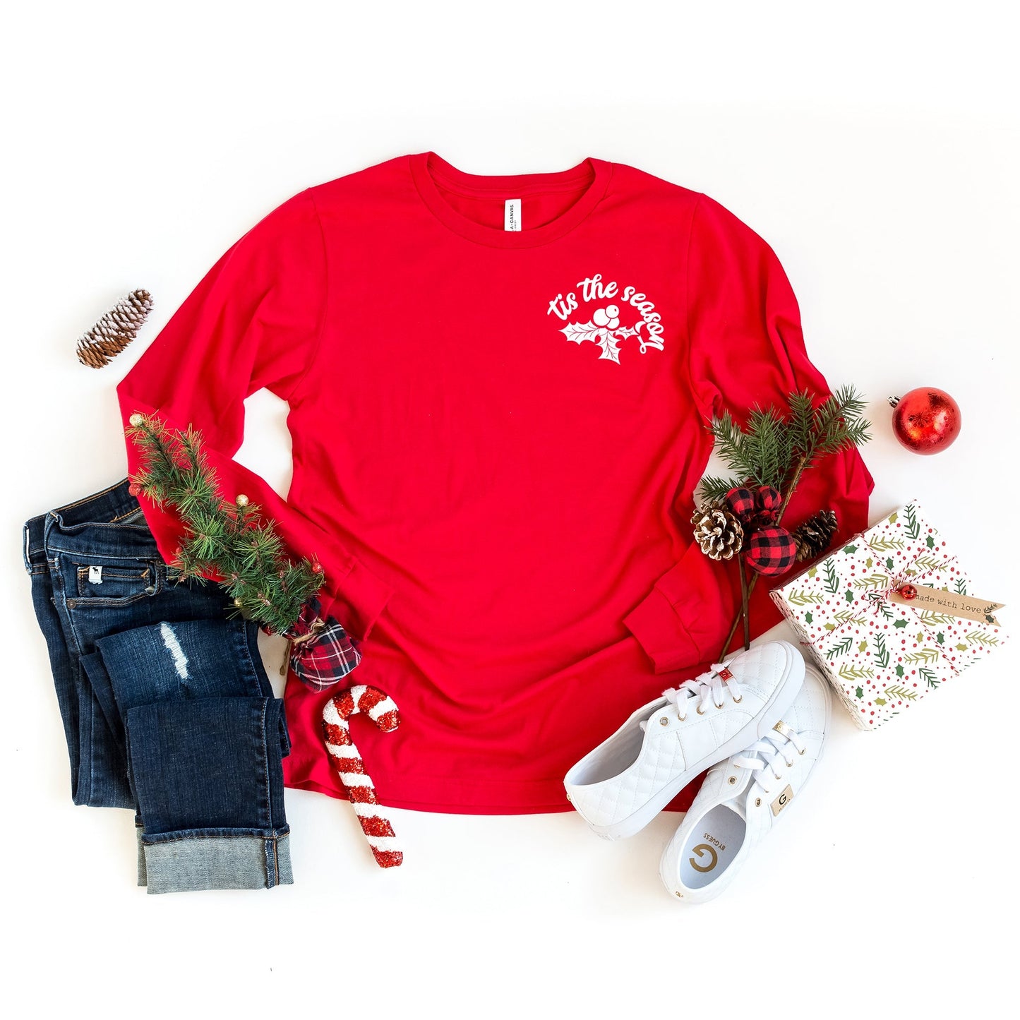 Tis The Season Holly Berries Mini | Long Sleeve Crew Neck