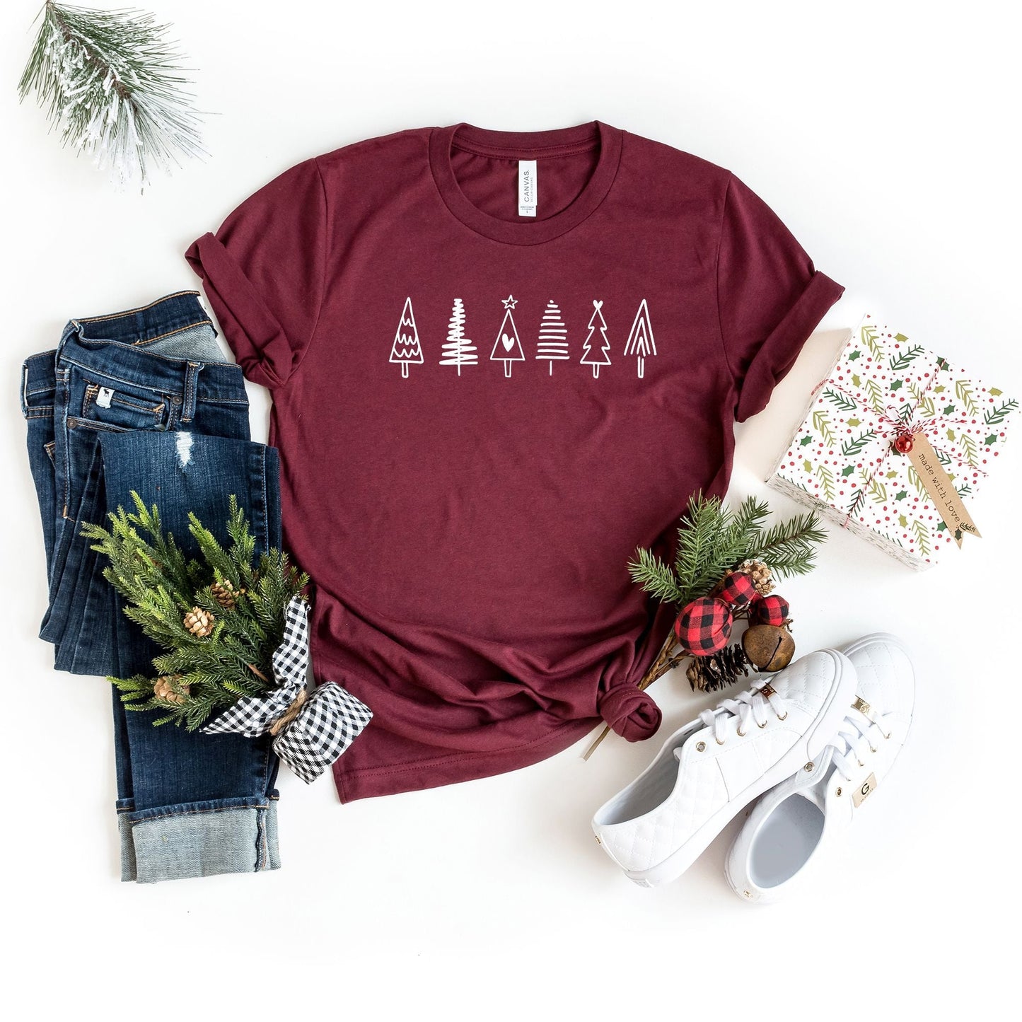 Row Of Christmas Trees | Short Sleeve Crew Neck