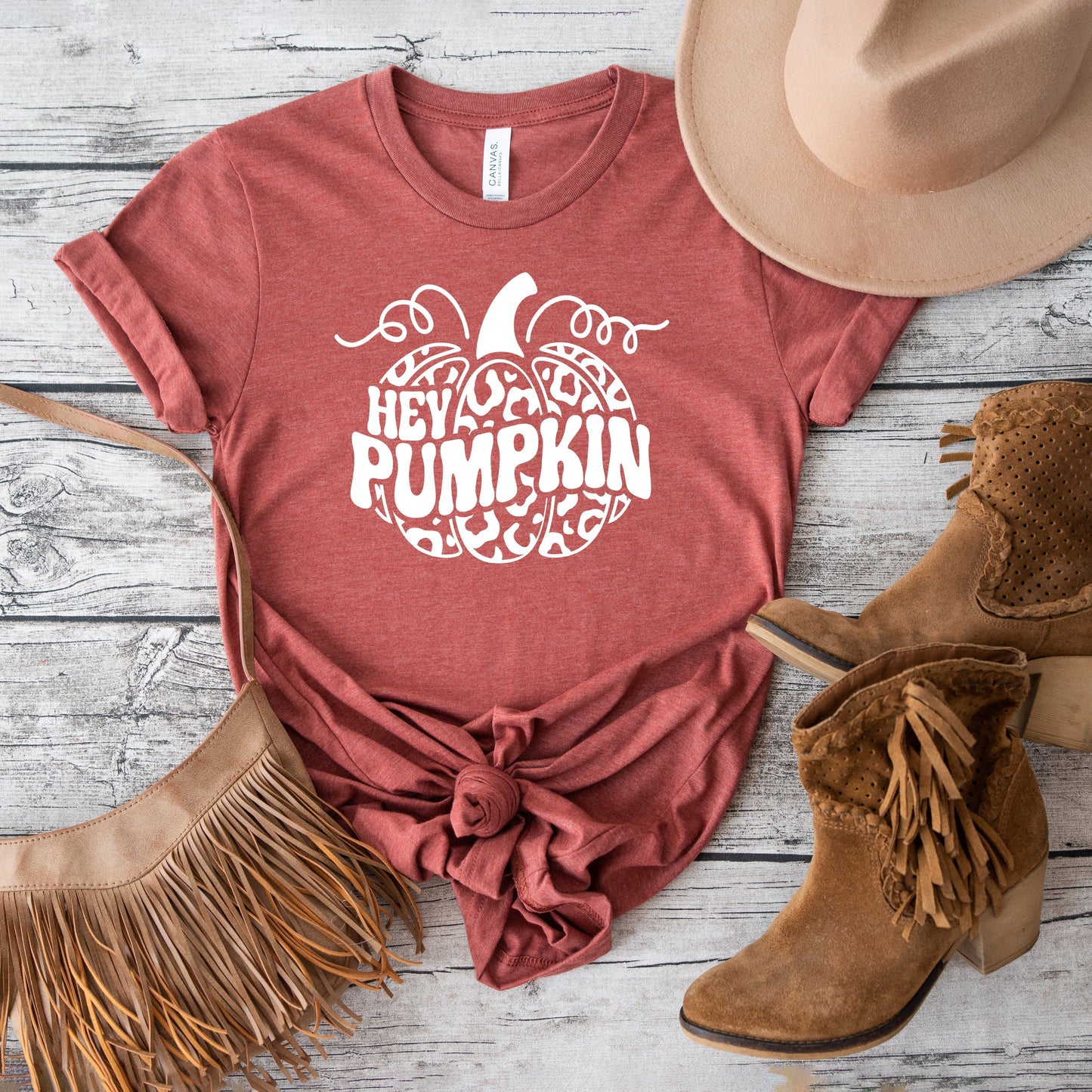 Leopard Hey Pumpkin | Short Sleeve Crew Neck