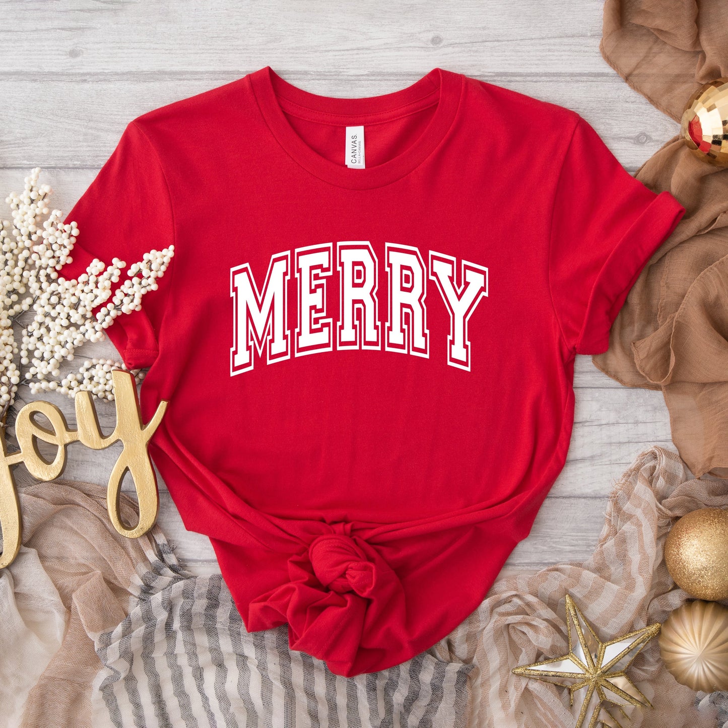 Merry Varsity Thick Outline | Short Sleeve Graphic Tee