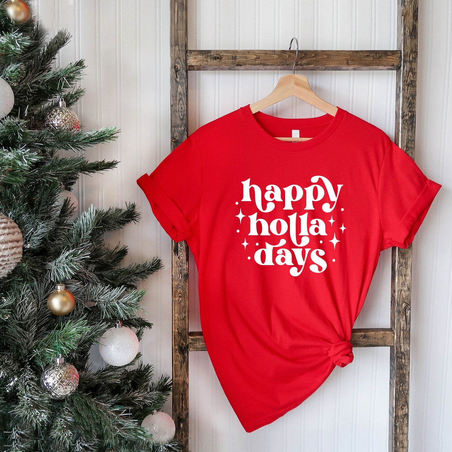 Whimsical Happy Holla Days | Short Sleeve Crew Neck