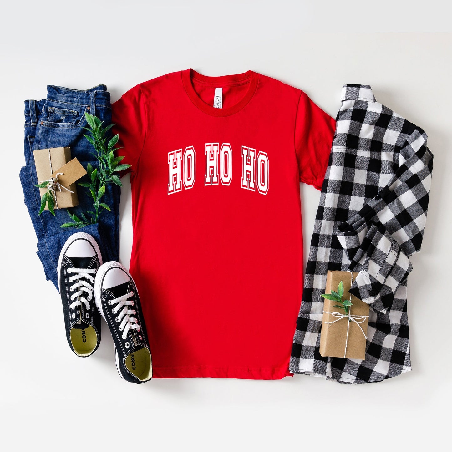 Ho Ho Ho Varsity Thick Outline | Short Sleeve Graphic Tee