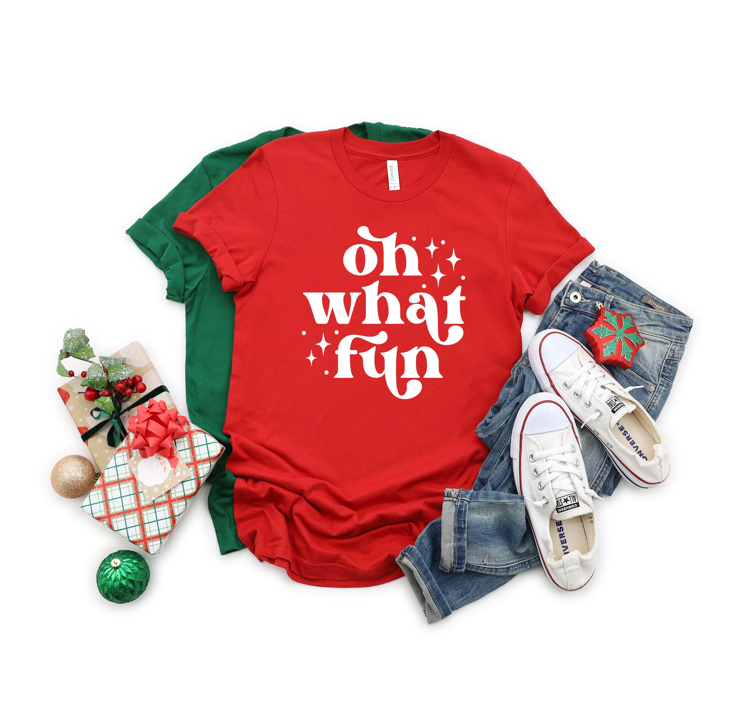 Whimsical Oh What Fun | Short Sleeve Crew Neck