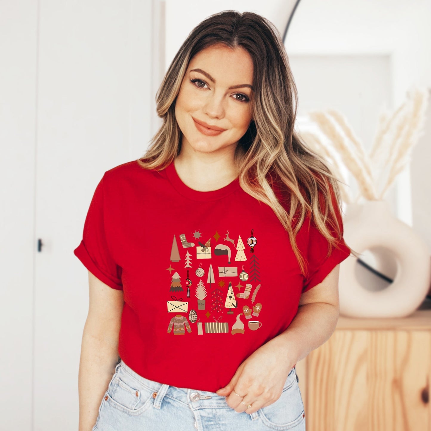 Boho Neutral Christmas Chart | Short Sleeve Crew Neck
