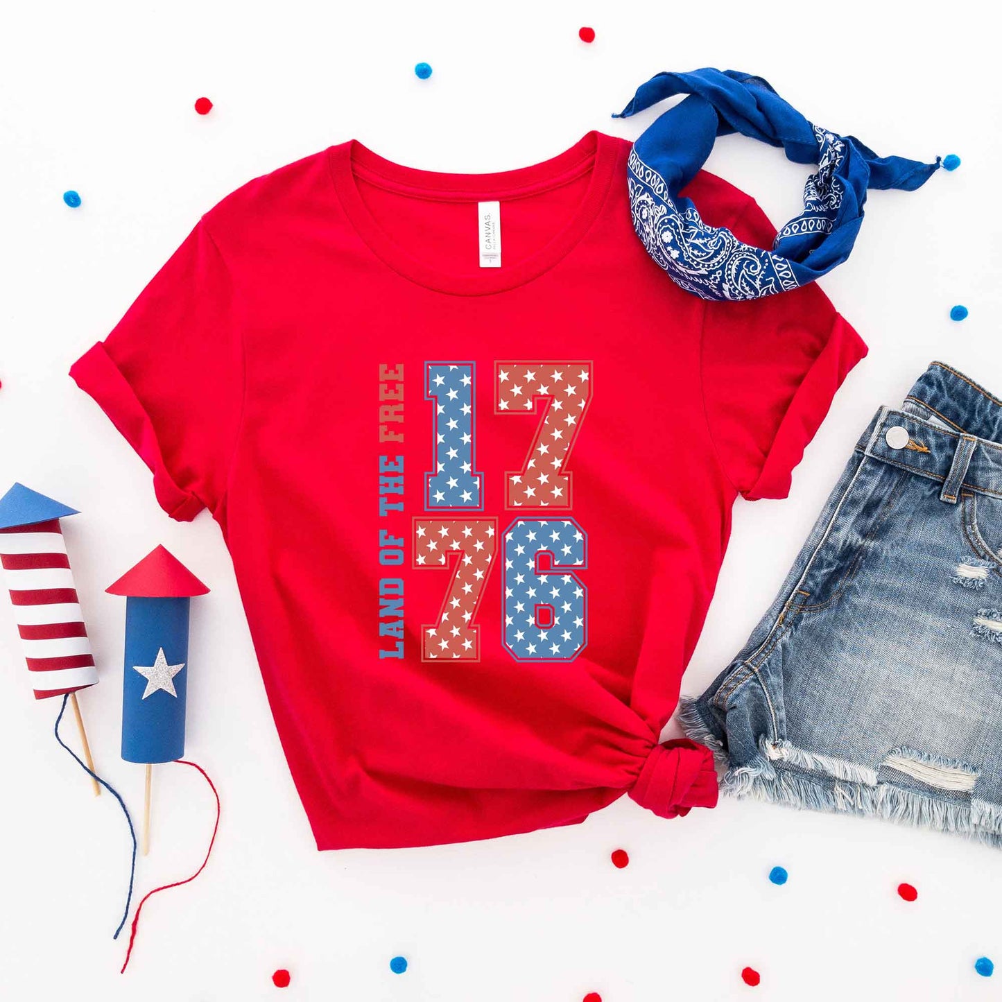 Land of the Free Retro Stars | Short Sleeve Crew Neck