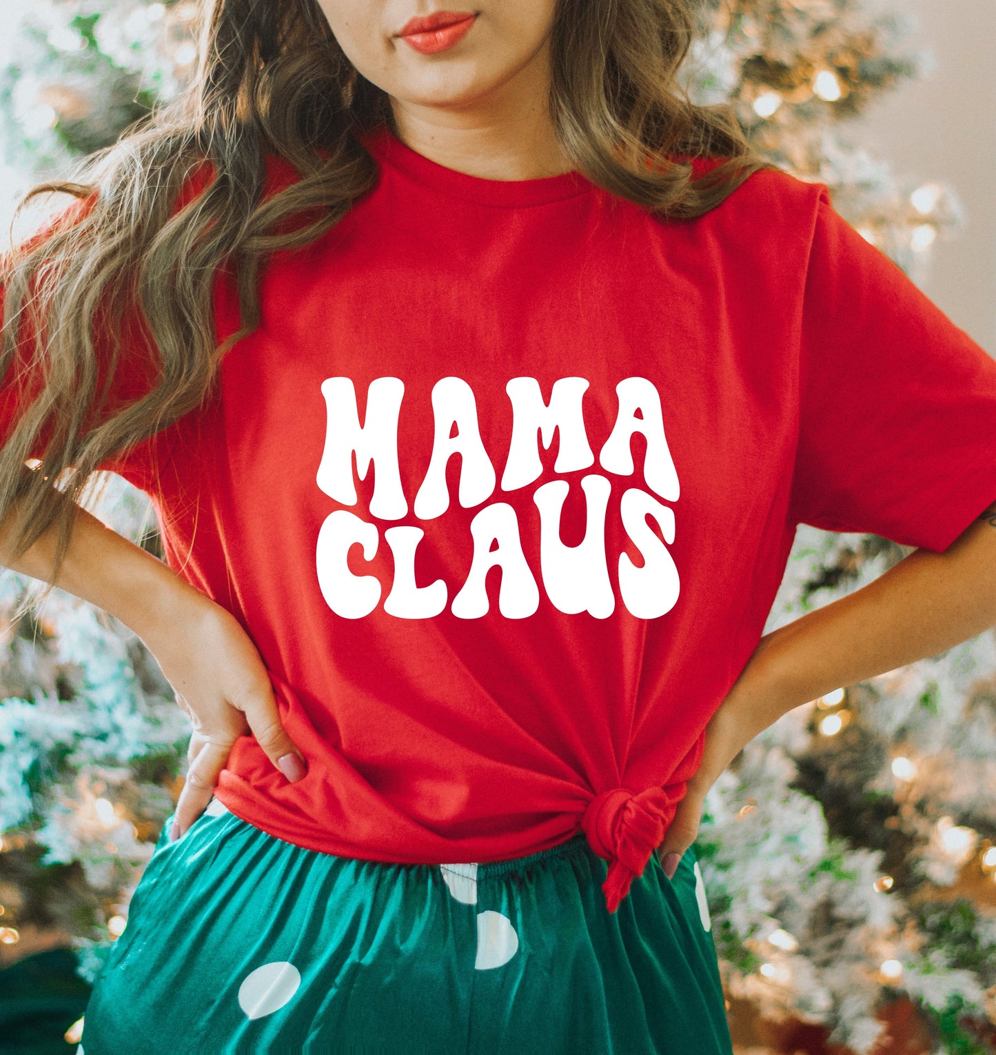 Mama Claus Wavy | Short Sleeve Crew Neck