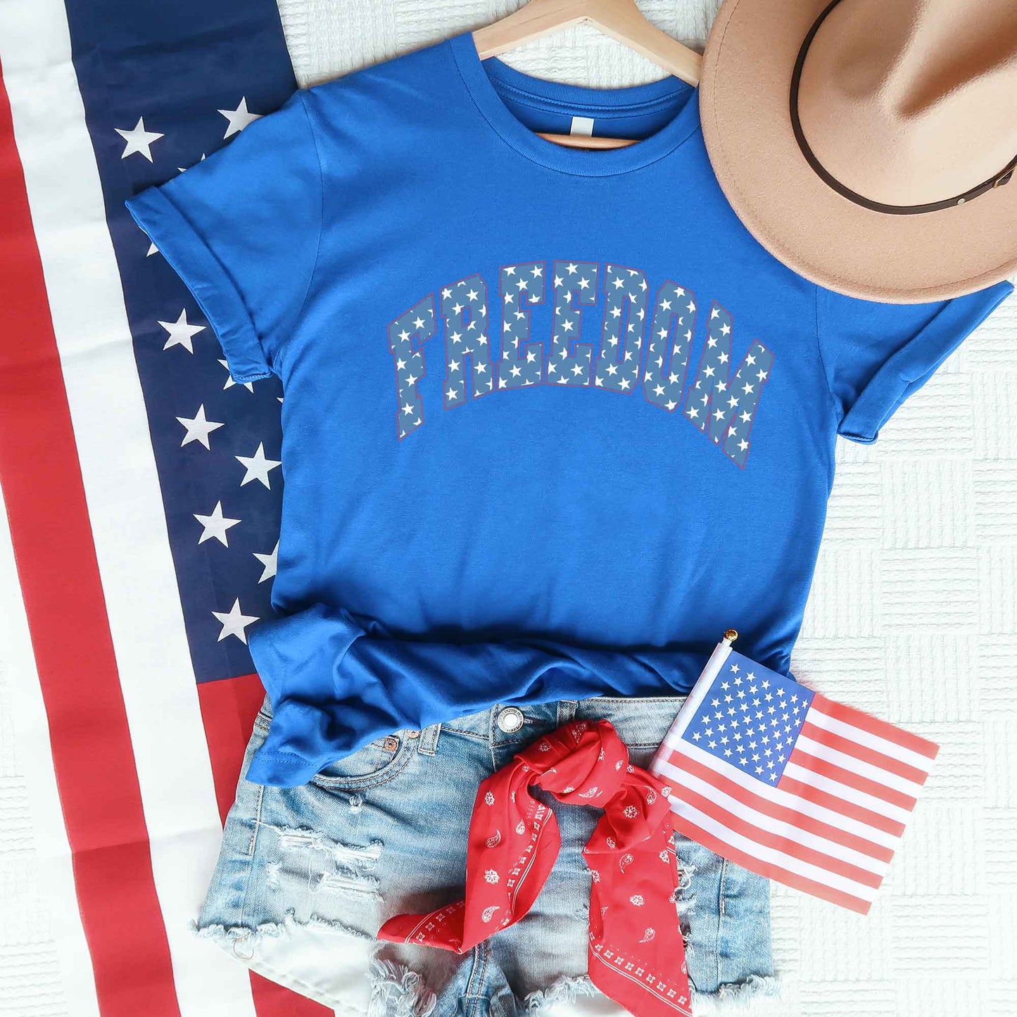 Retro Freedom Stars | Short Sleeve Crew Neck