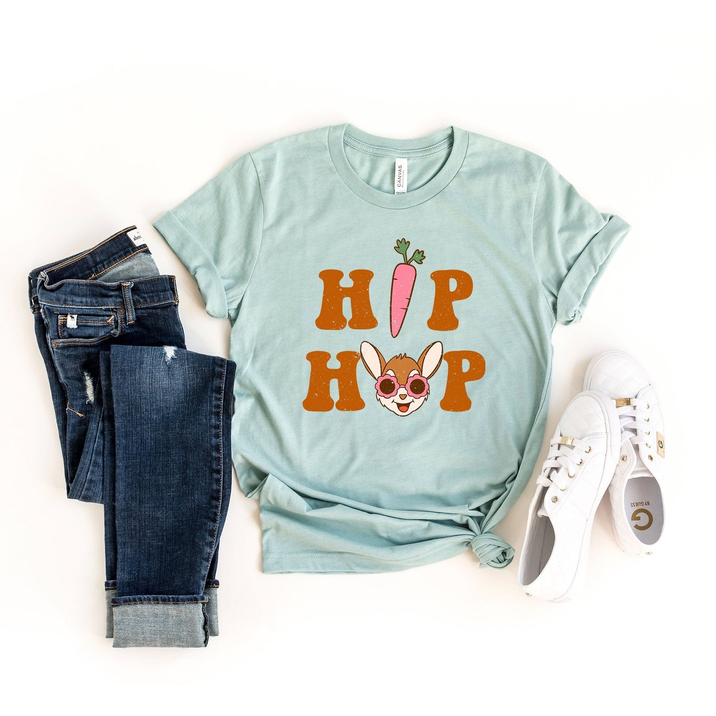 Hip Hop Bunny With Sunglasses | Short Sleeve Crew Neck