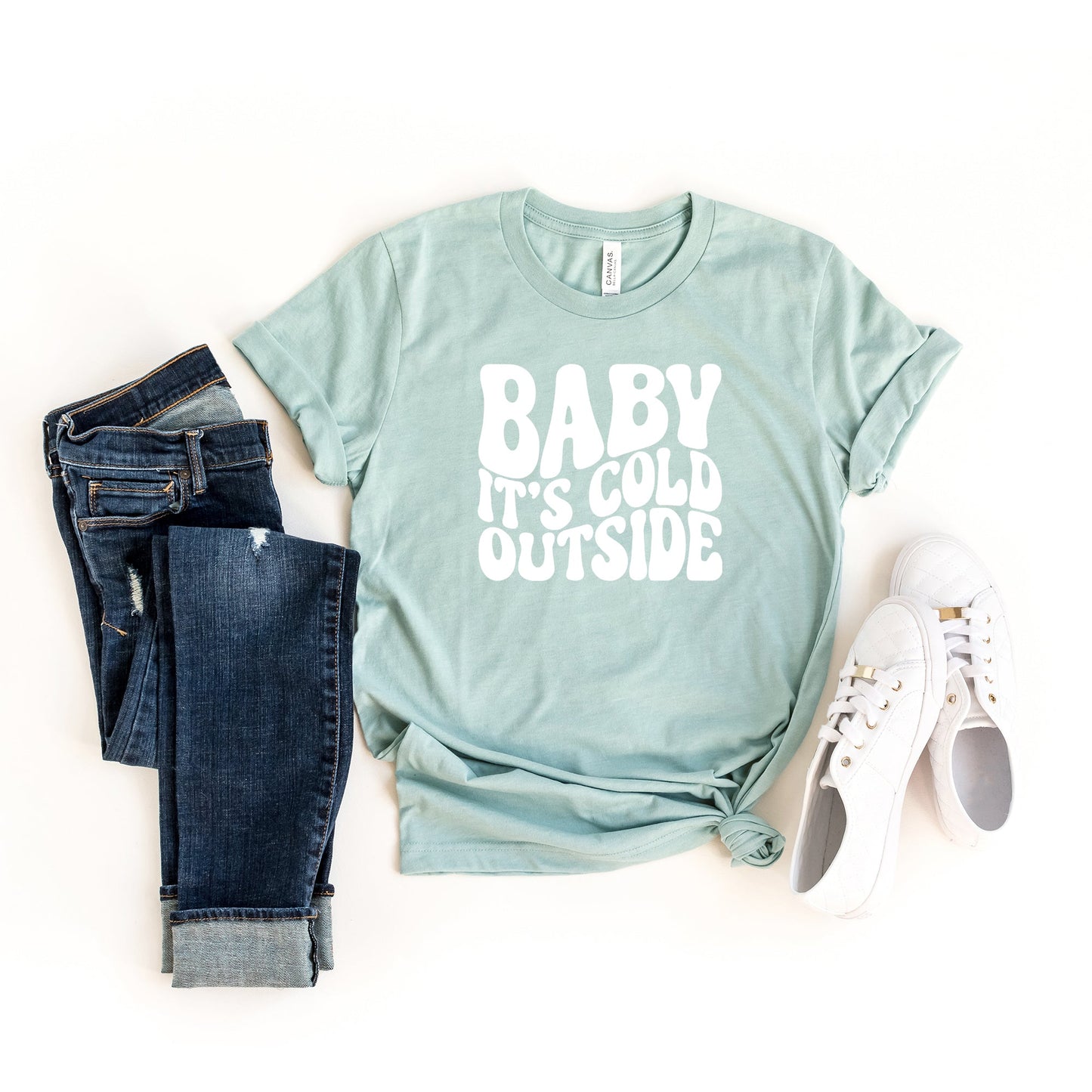 Baby It's Cold Outside Wavy | Short Sleeve Crew Neck