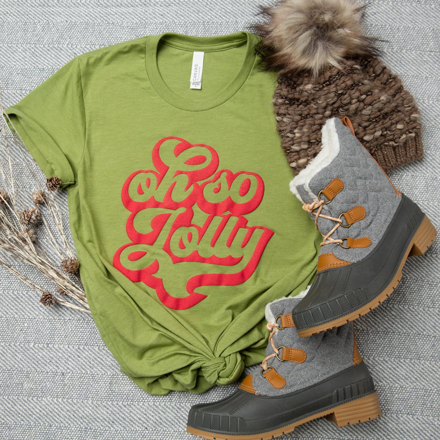 Oh So Jolly- Red Puff Ink | Short Sleeve Graphic Tee