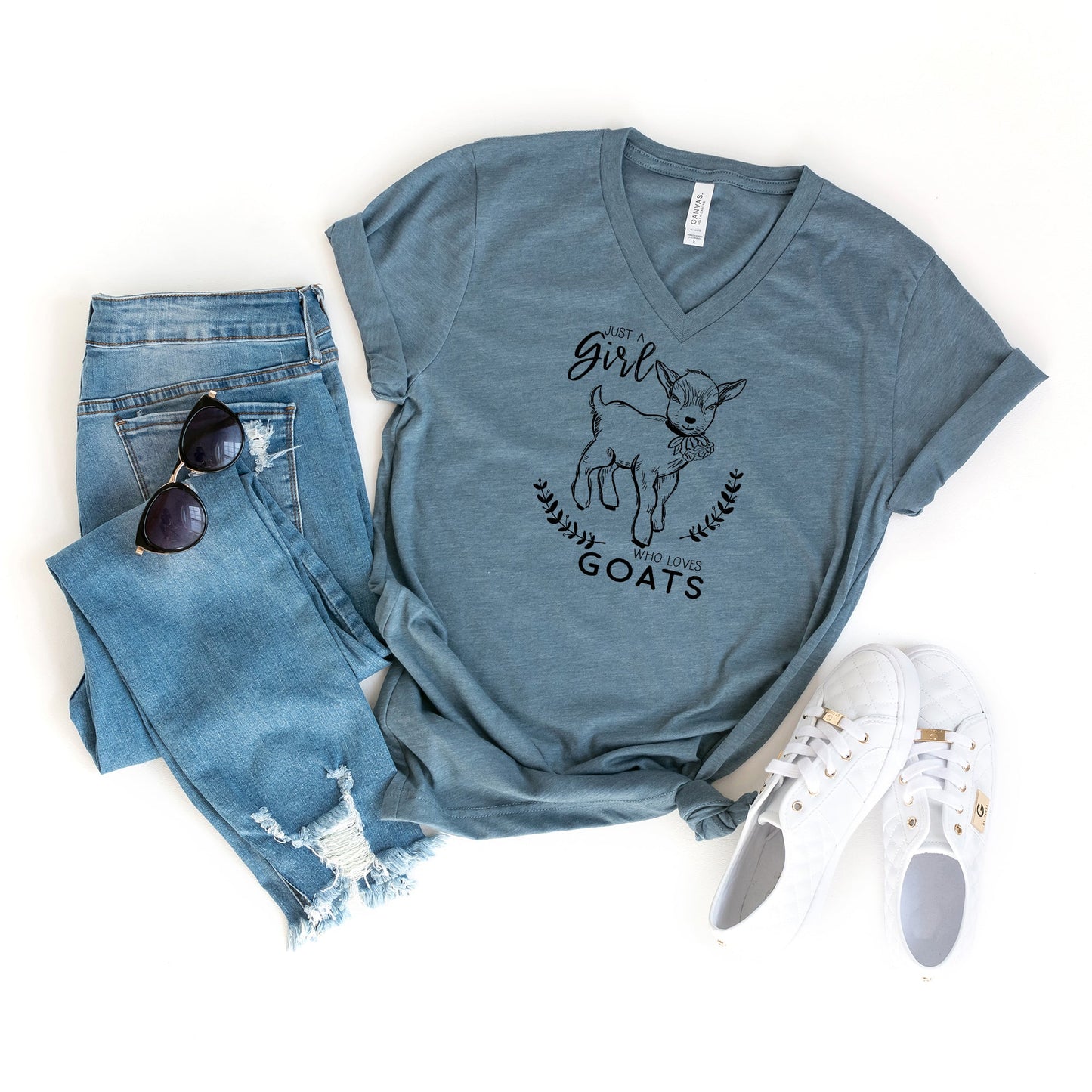 Just a Girl Who Loves Goats | Short Sleeve V-Neck