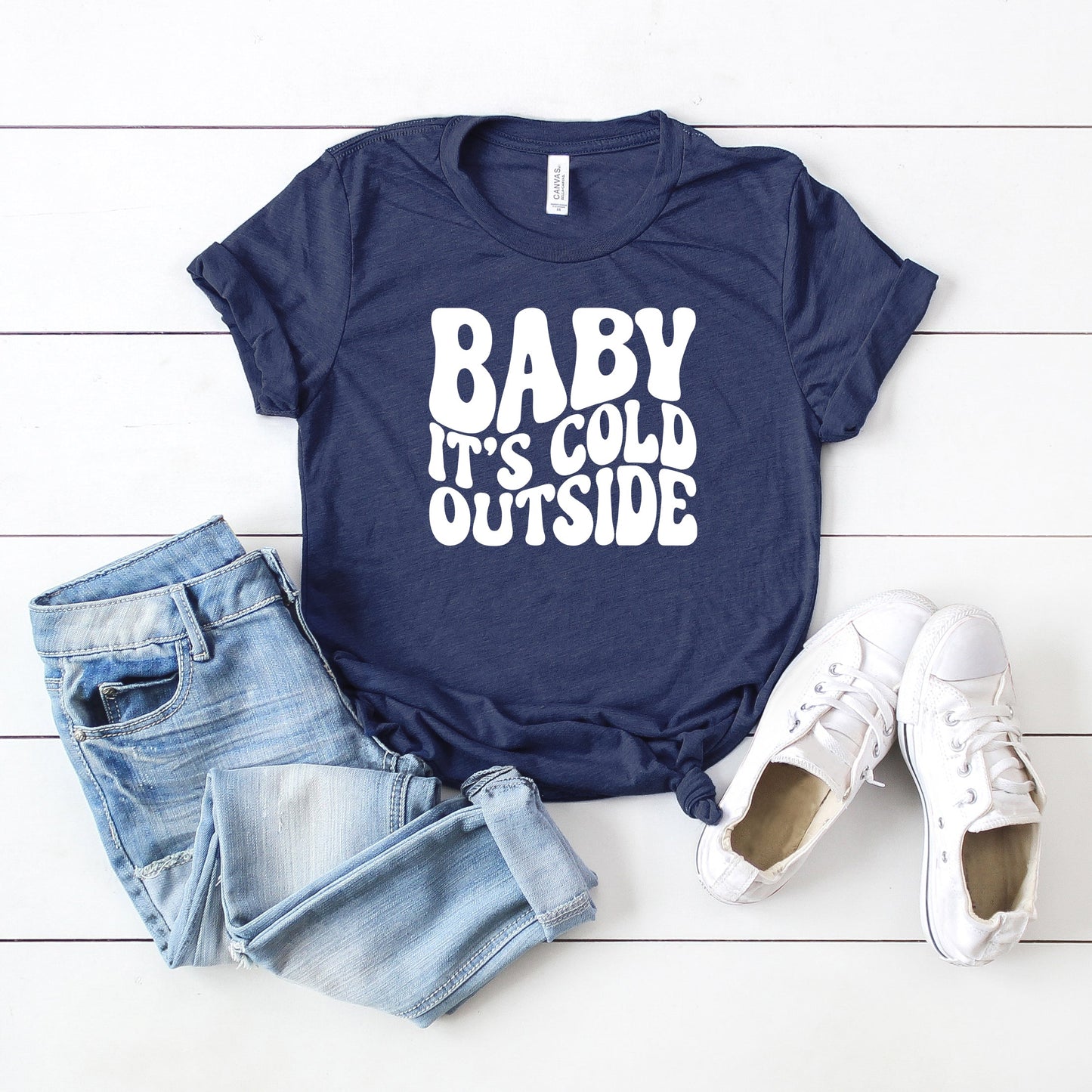 Baby It's Cold Outside Wavy | Short Sleeve Crew Neck