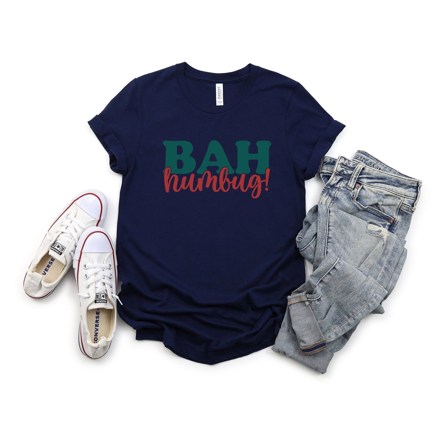 Bah Humbug Red And Green | Short Sleeve Crew Neck
