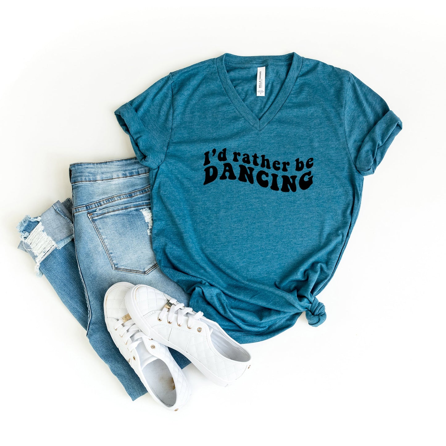 I'd Rather Be Dancing Wavy | Short Sleeve V-Neck