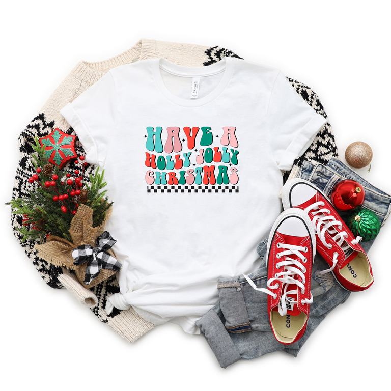 Retro Have A Holly Jolly Christmas | Short Sleeve Crew Neck