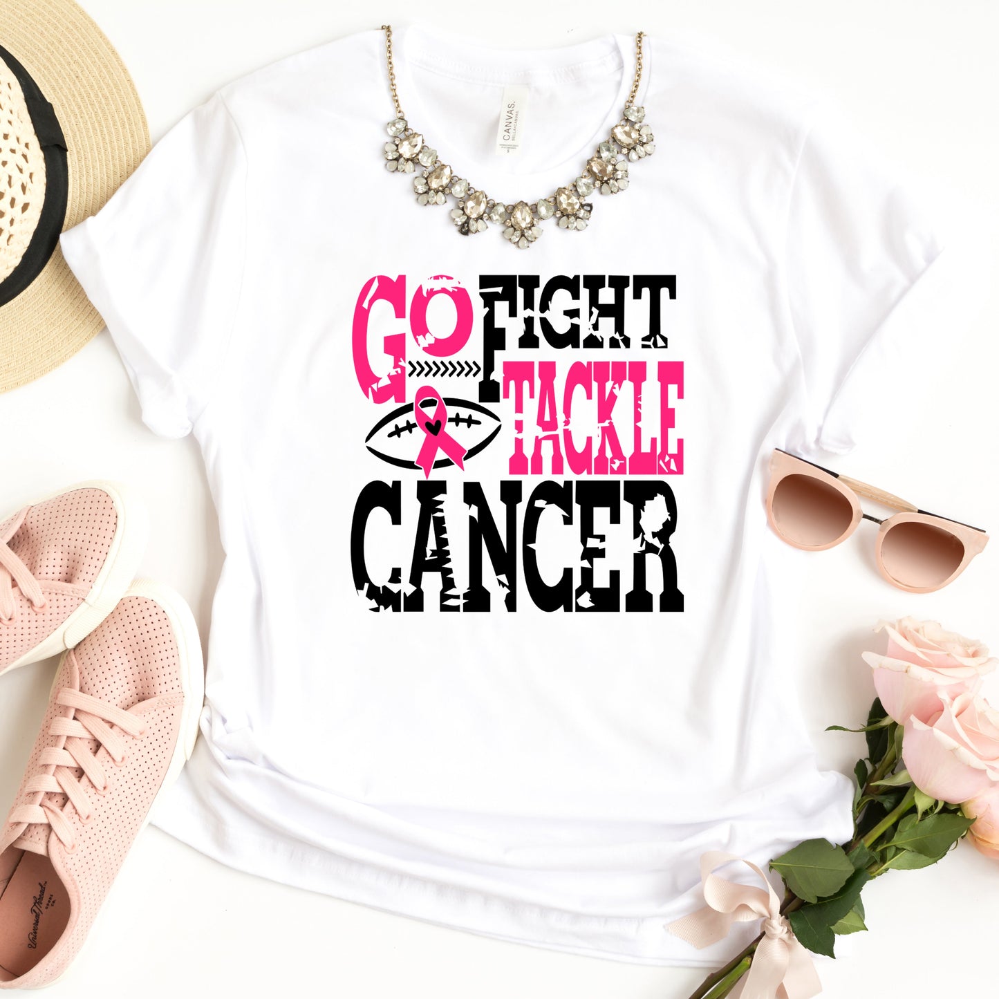 Go Fight Tackle Cancer | Short Sleeve Graphic Tee