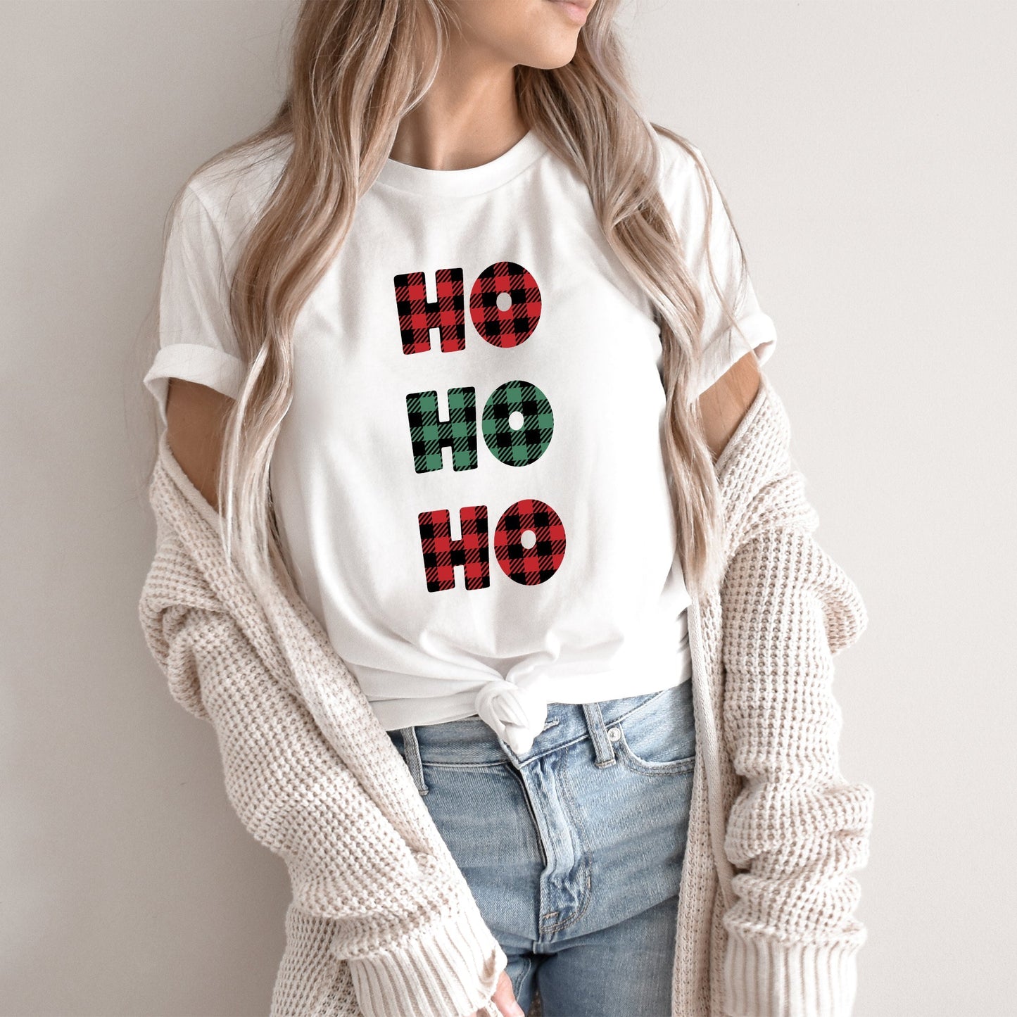 Buffalo Plaid Ho Ho Ho | Short Sleeve Crew Neck