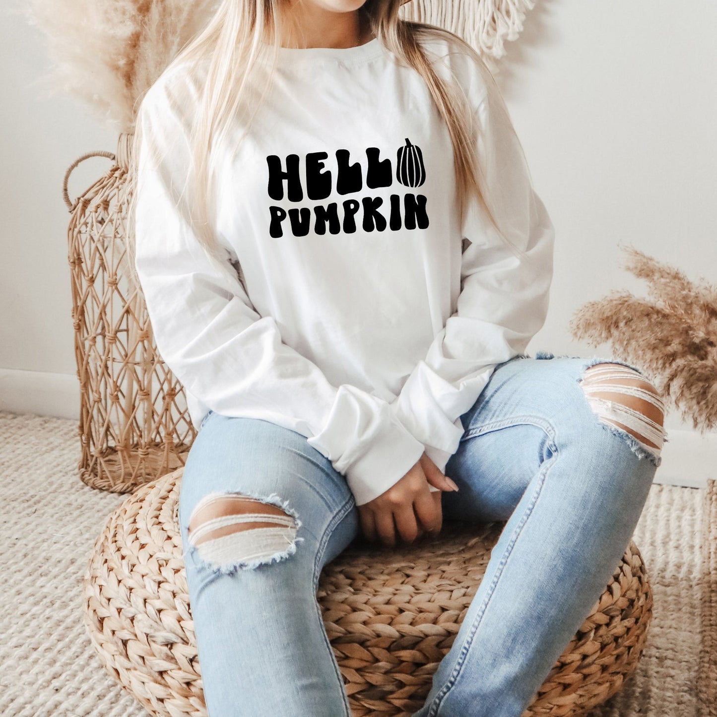 Hello Pumpkin Bold | Long Sleeve Crew Neck
