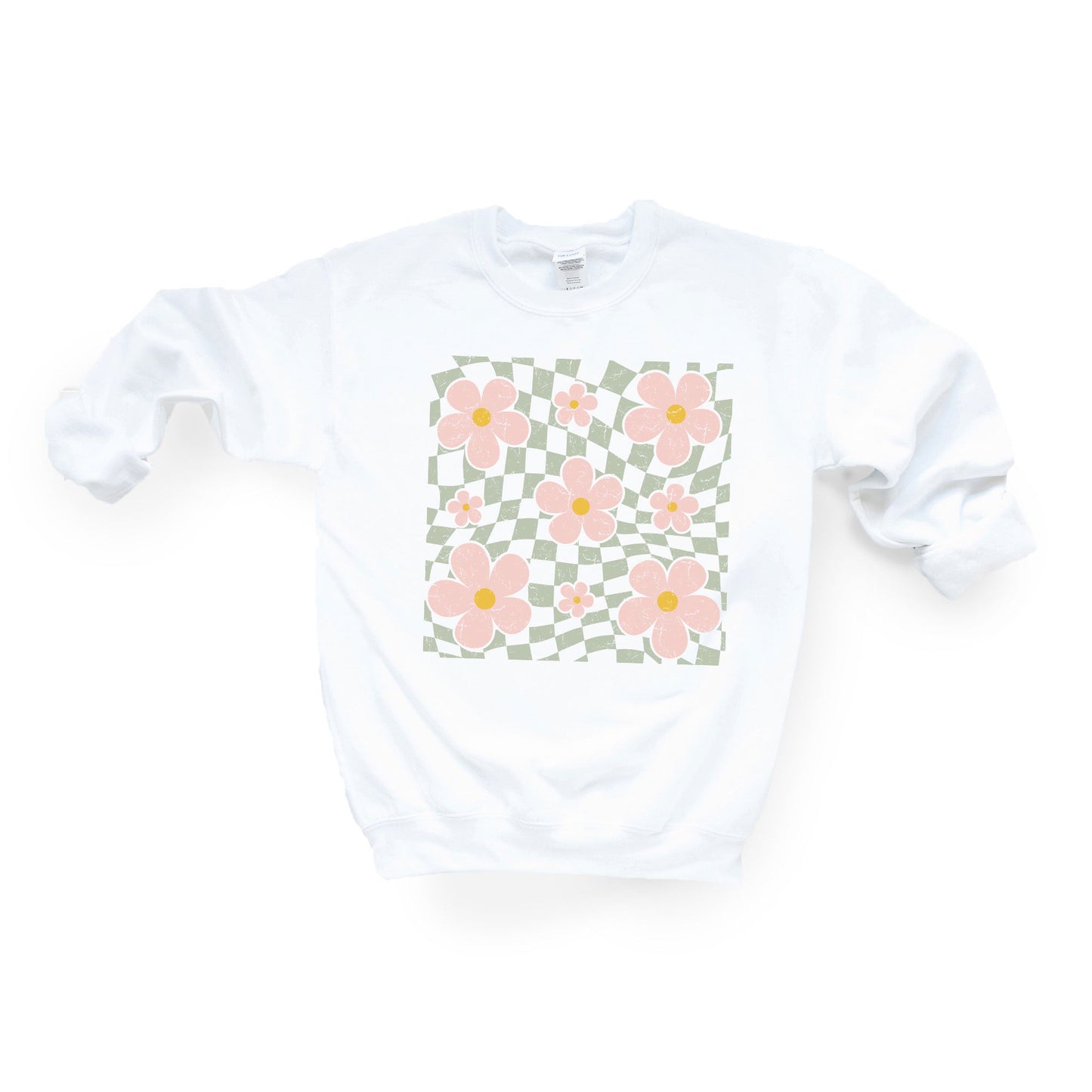 Wavy Checkered Flowers | Sweatshirt