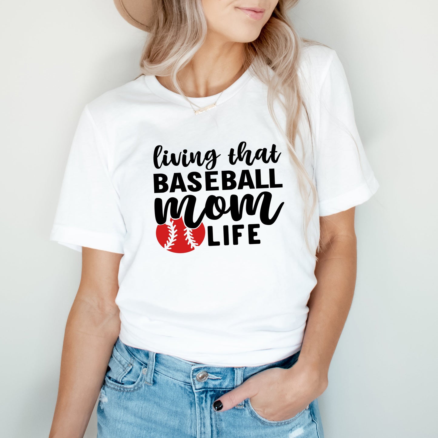 Living That Baseball Mom Life With Ball | Short Sleeve Crew Neck
