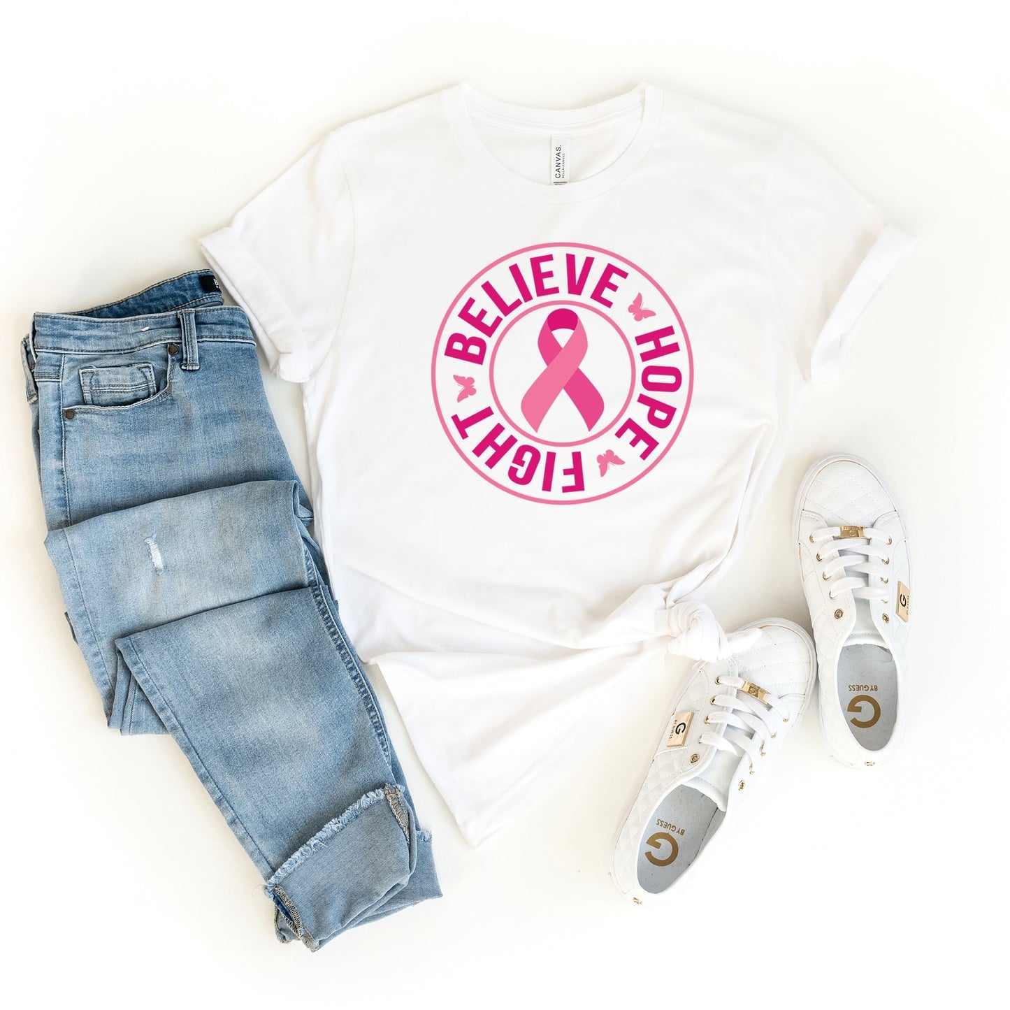 Believe Hope Fight Ribbon | Short Sleeve Crew Neck