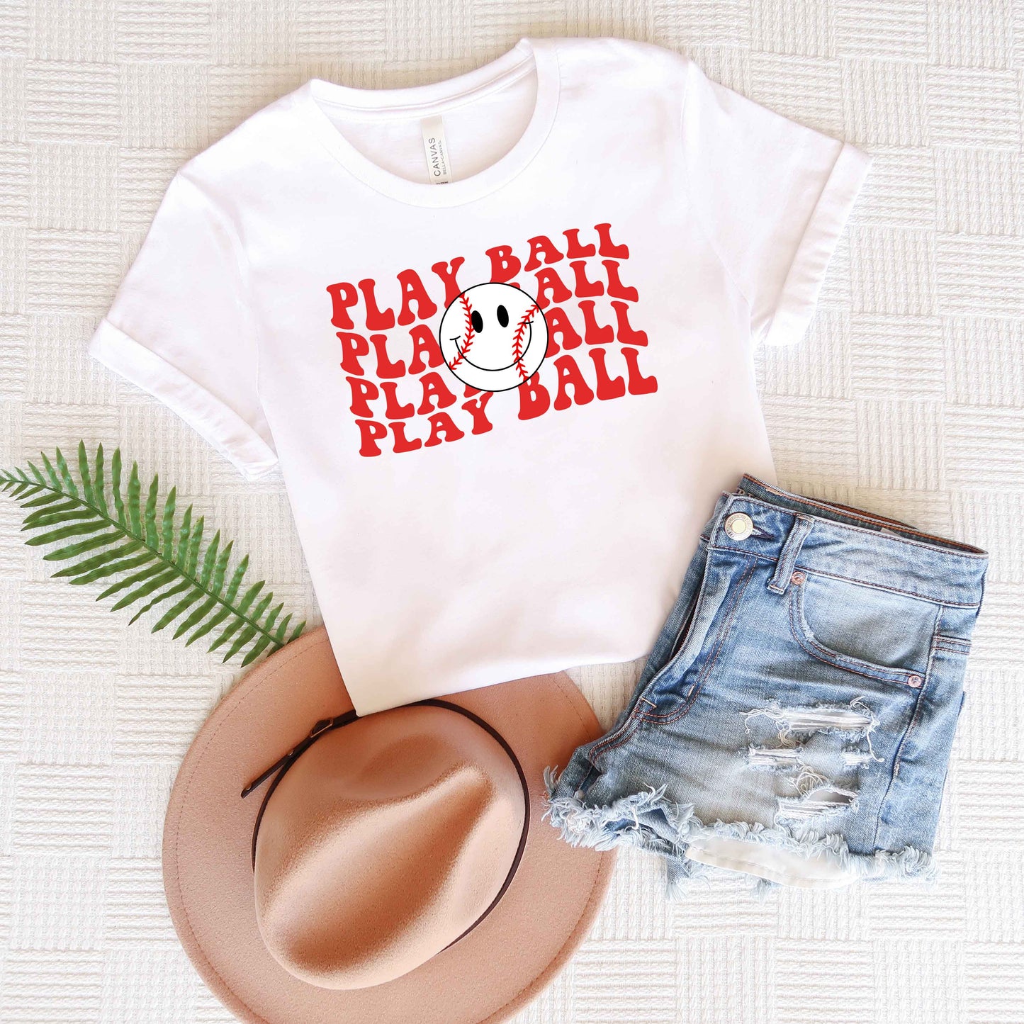 Play Ball Stacked Smiley Face | Short Sleeve Crew Neck