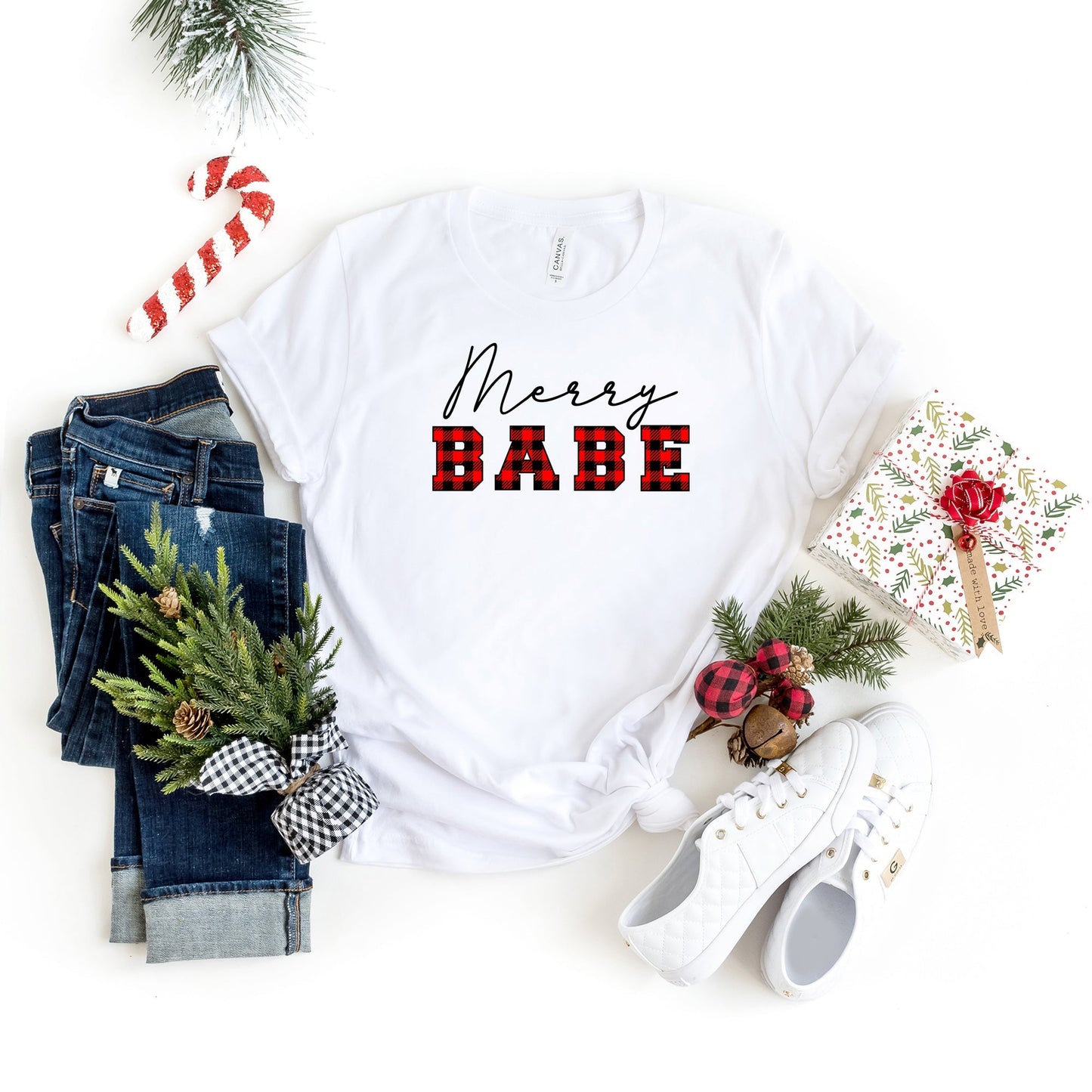 Merry Babe Buffalo Plaid | Short Sleeve Crew Neck