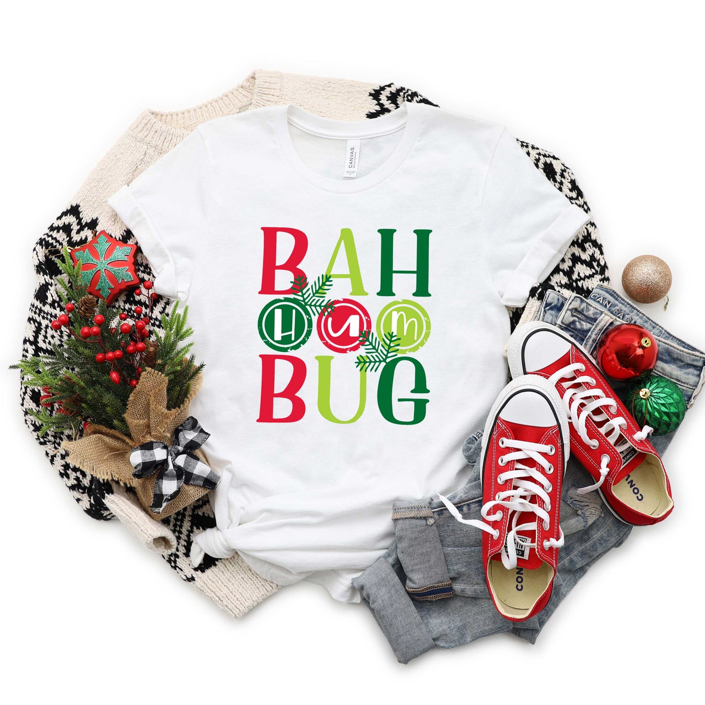 Bah Hum Bug Colorful | Short Sleeve Crew Neck