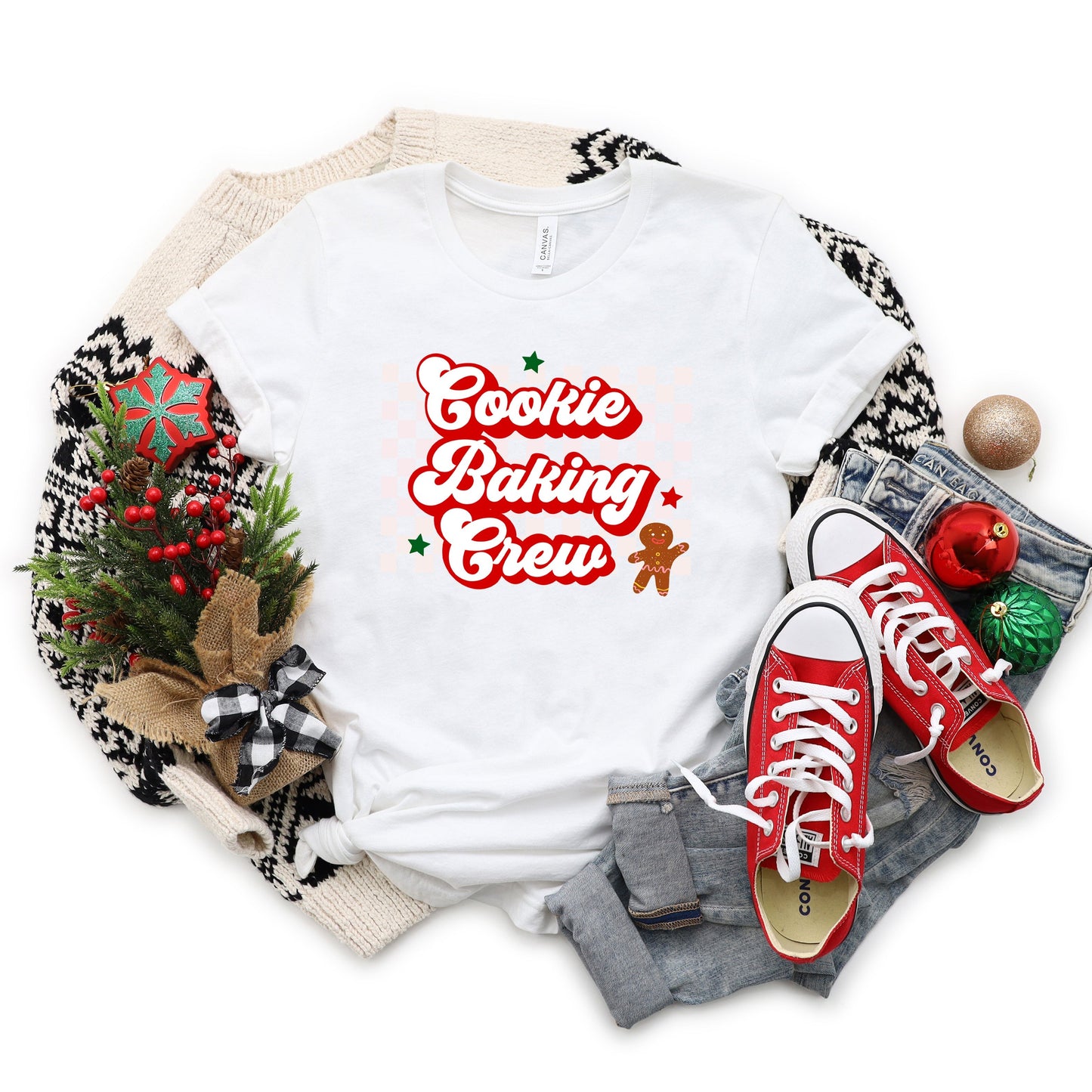 Cookie Baking Crew Checkered | Short Sleeve Crew Neck
