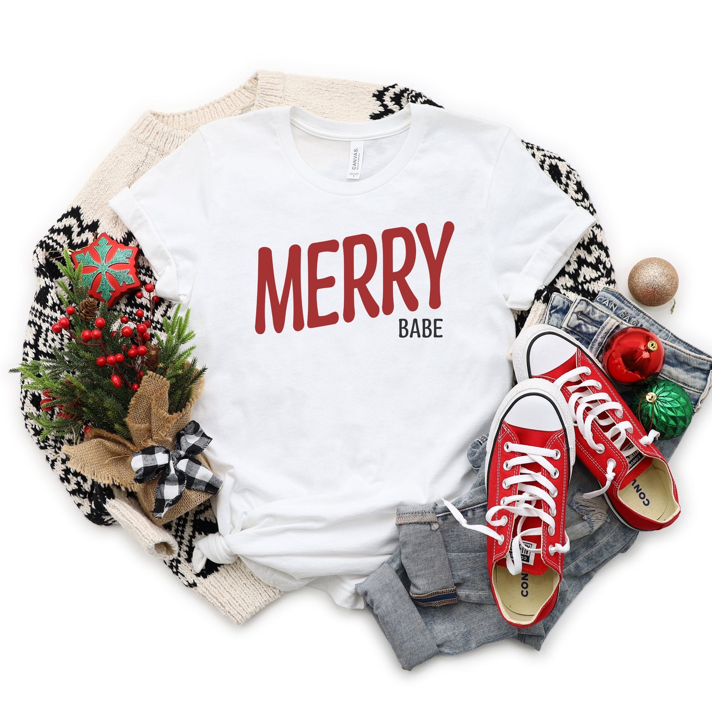 Merry Babe Red | Short Sleeve Crew Neck