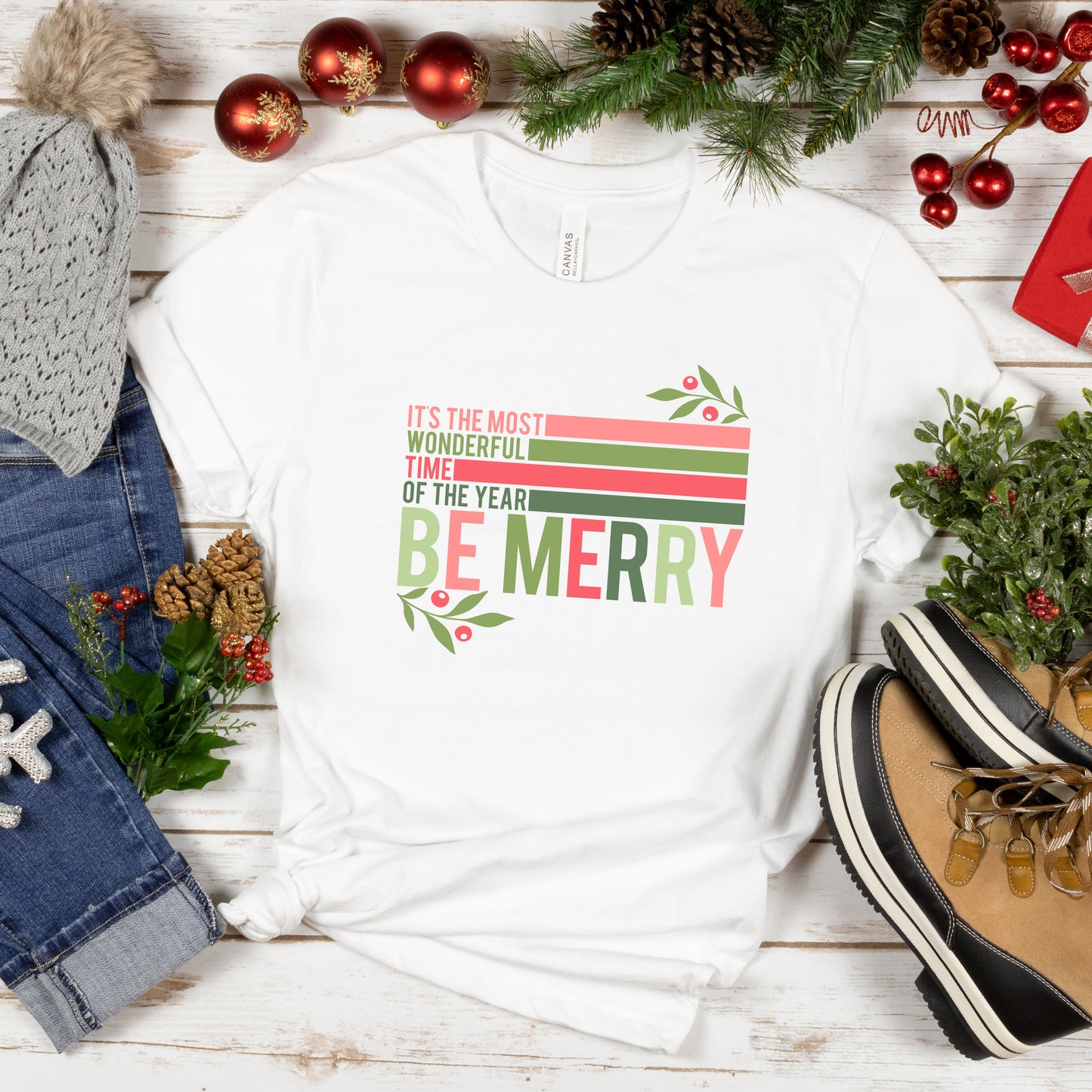Be Merry Stripes | Short Sleeve Crew Neck