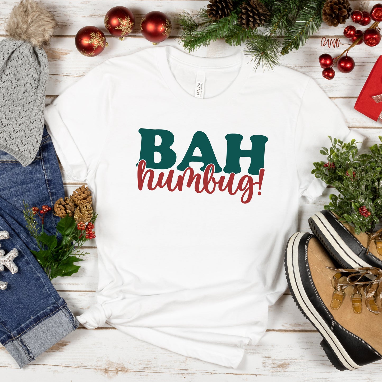 Bah Humbug Red And Green | Short Sleeve Crew Neck