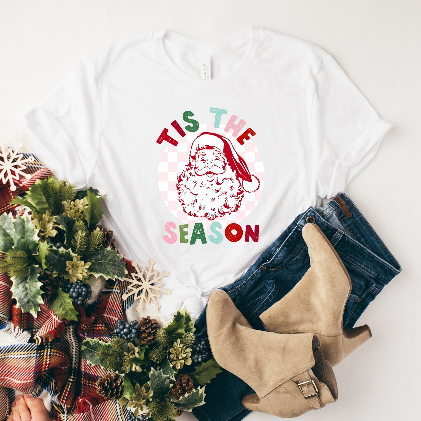 Tis The Season Checkered | Short Sleeve Crew Neck