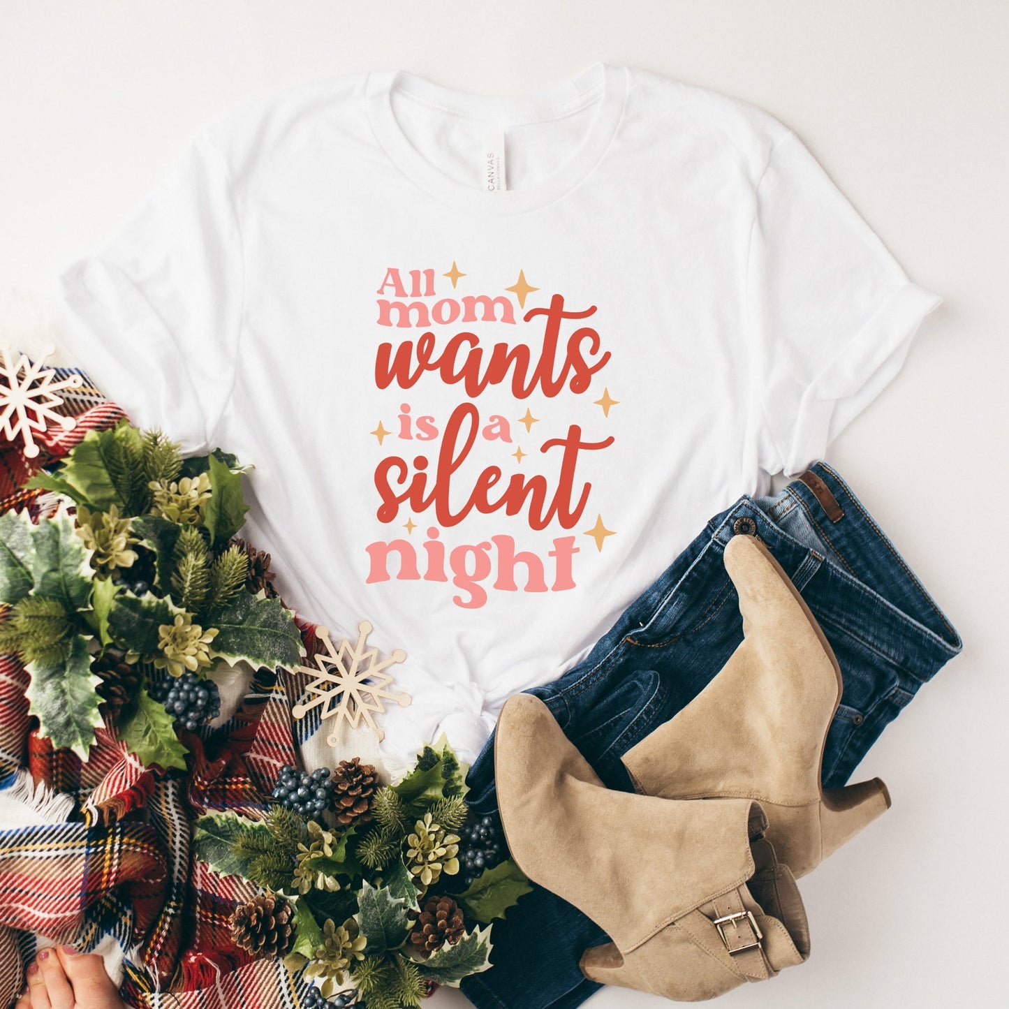 Mom Wants A Silent Night | Short Sleeve Crew Neck
