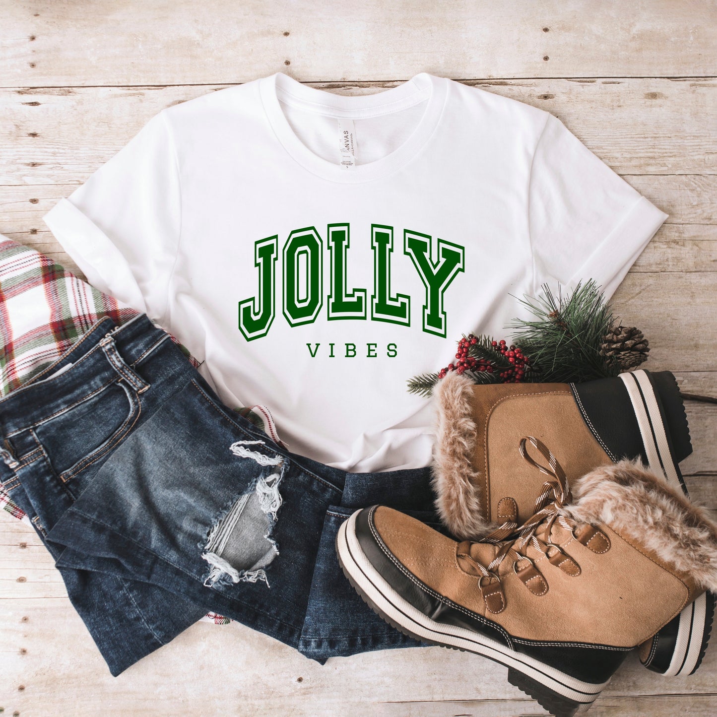 Jolly Vibes Varsity Thick Outline | Short Sleeve Graphic Tee