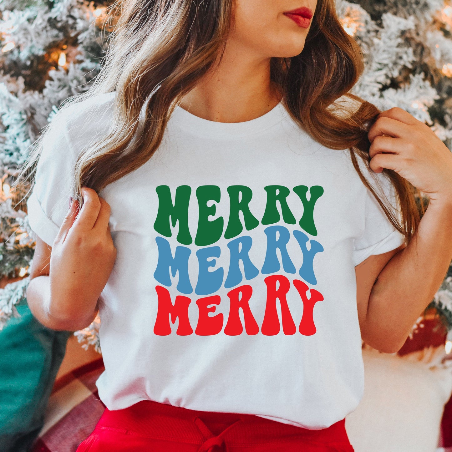 Merry Stacked Colorful | Short Sleeve Crew Neck