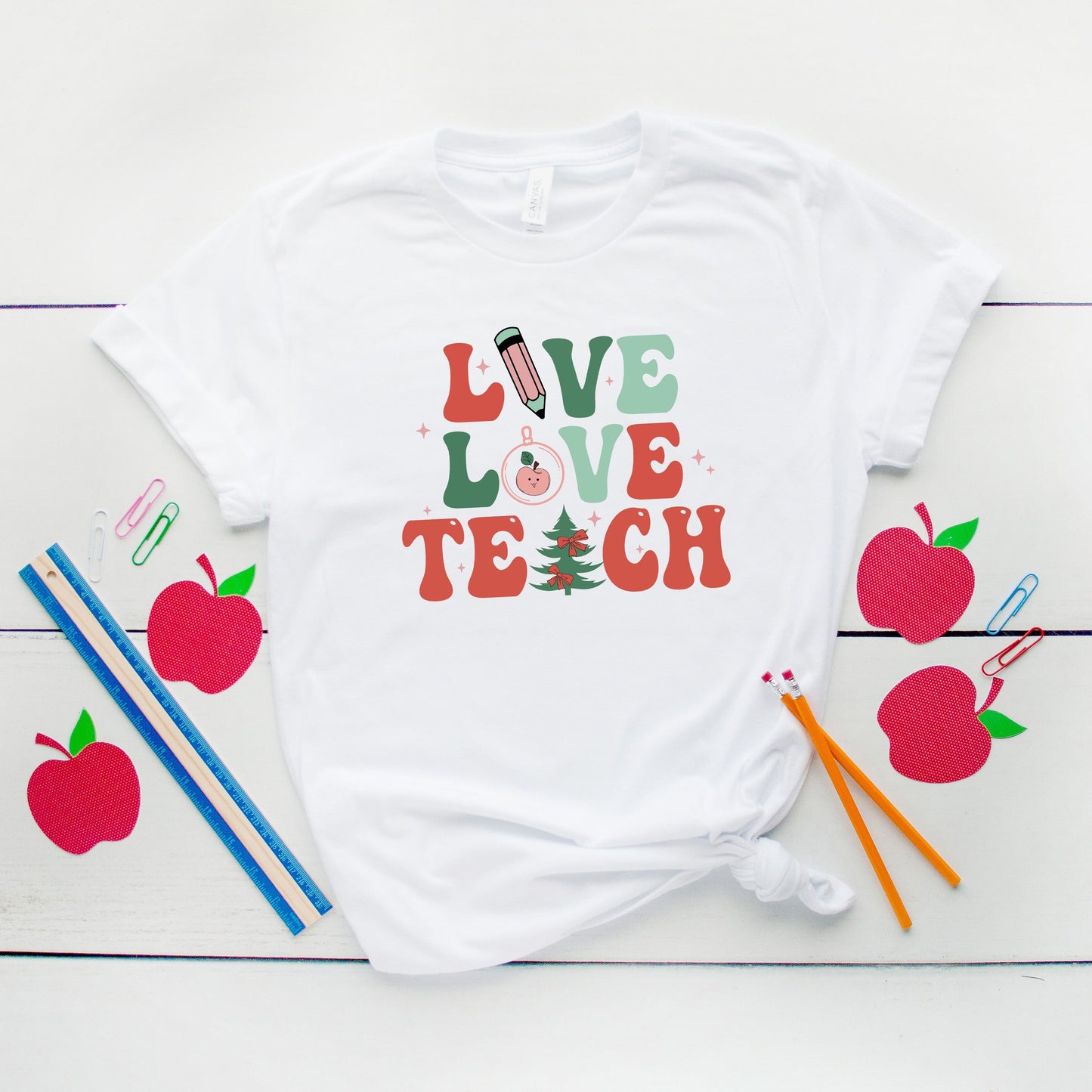 Live Love Teach Christmas | Short Sleeve Crew Neck