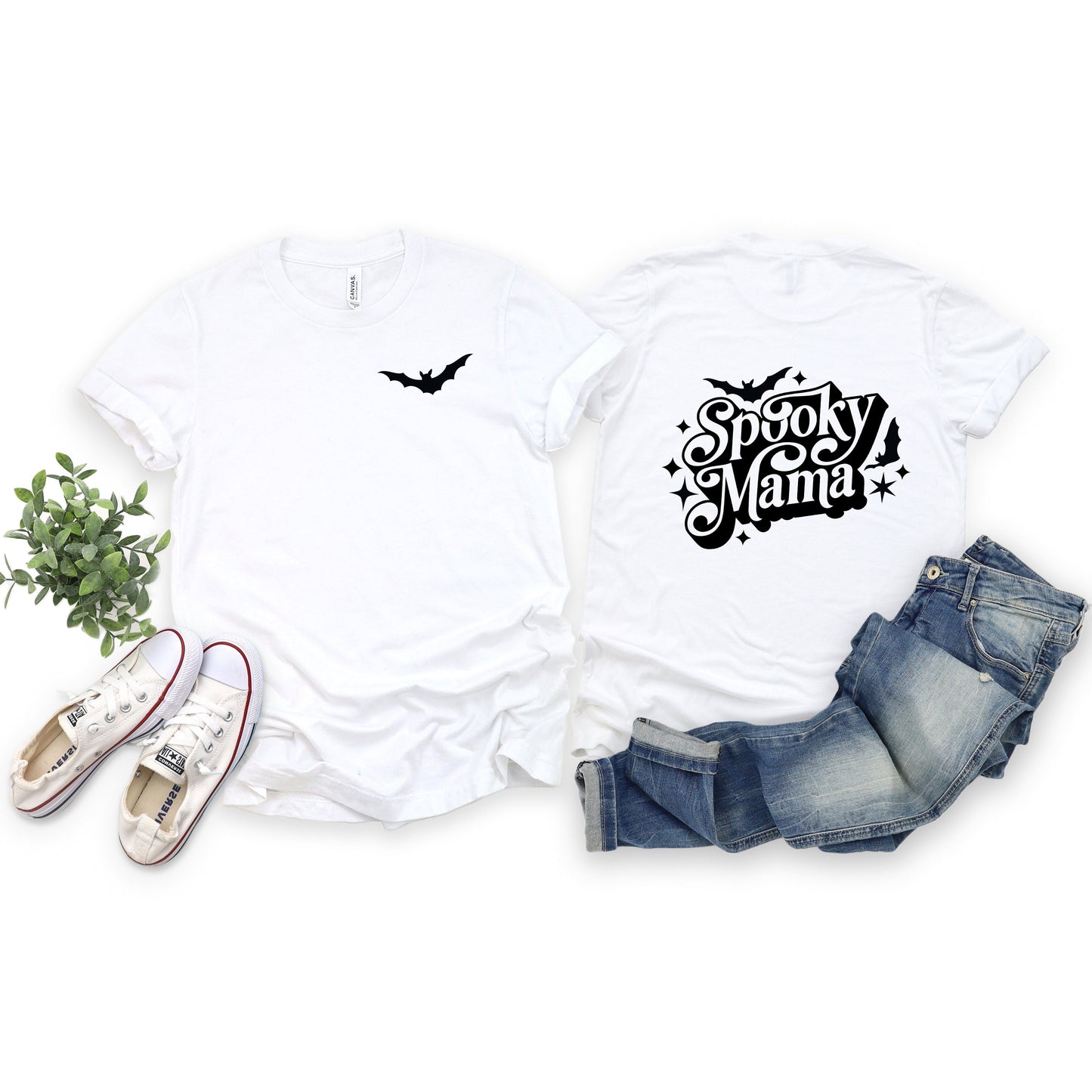 Spooky Mama Bats | Short Sleeve Crew Neck | Front And Back Ink