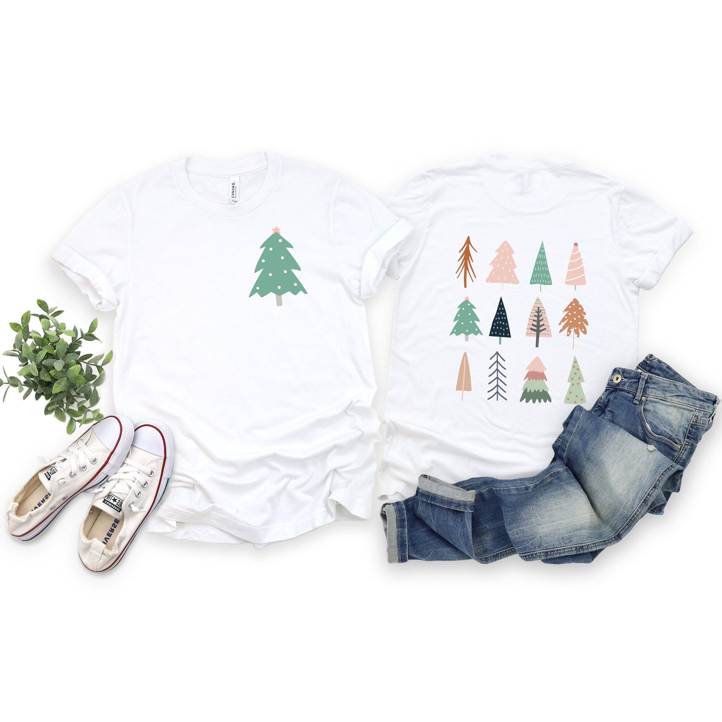 Christmas Tree Chart | Short Sleeve Crew Neck | Front And Back Ink