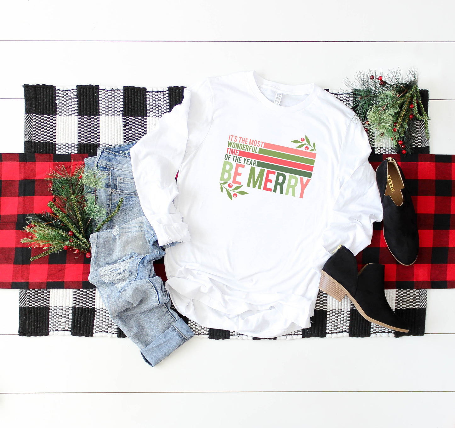 Be Merry Stripes | Long Sleeve Crew Neck