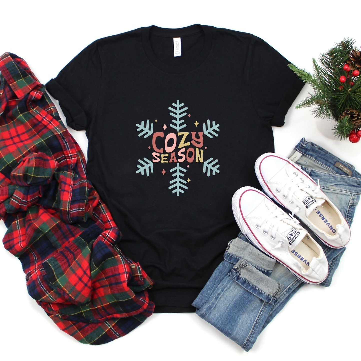 Cozy Season Colorful | Short Sleeve Crew Neck