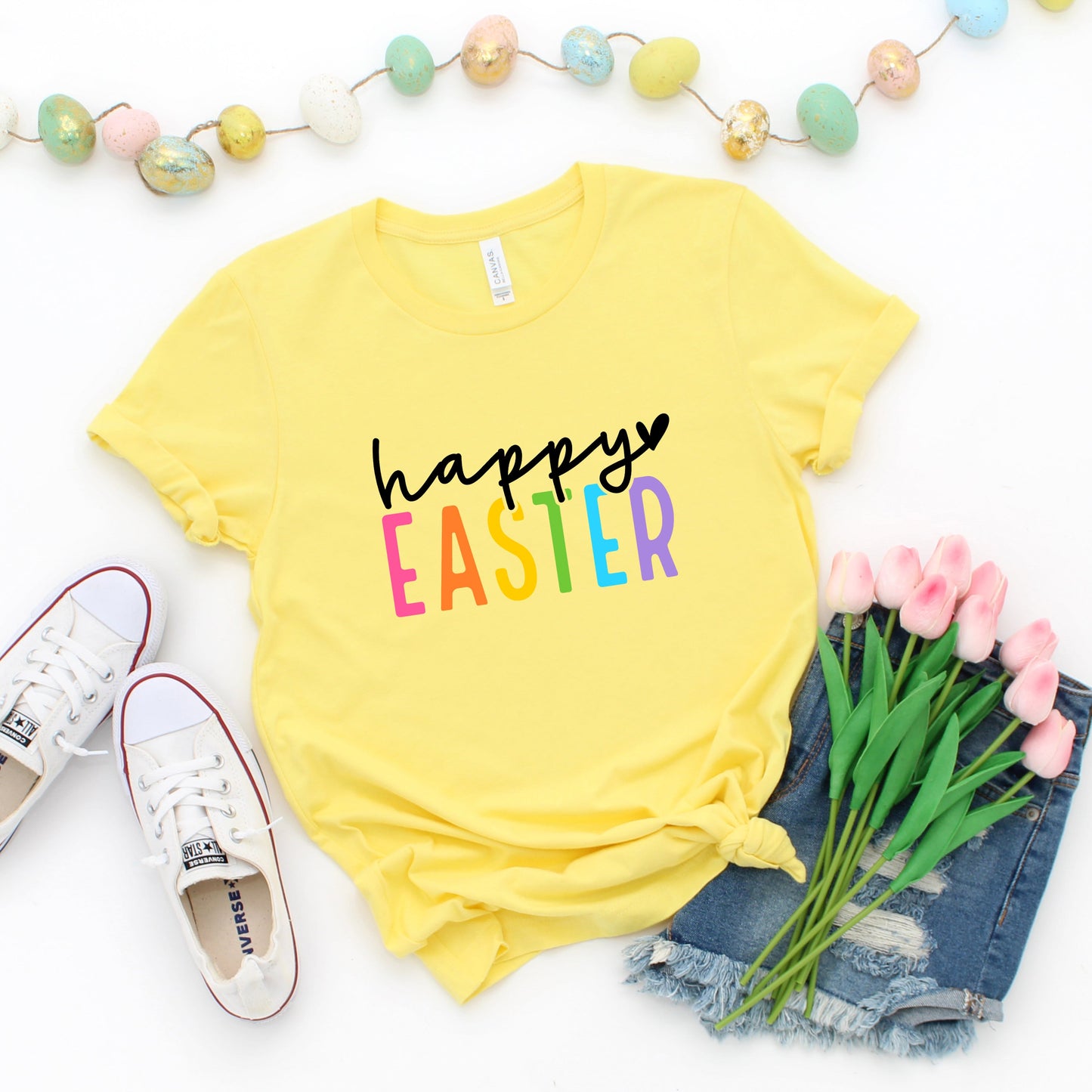 Happy Easter Colorful | Short Sleeve Graphic Tee