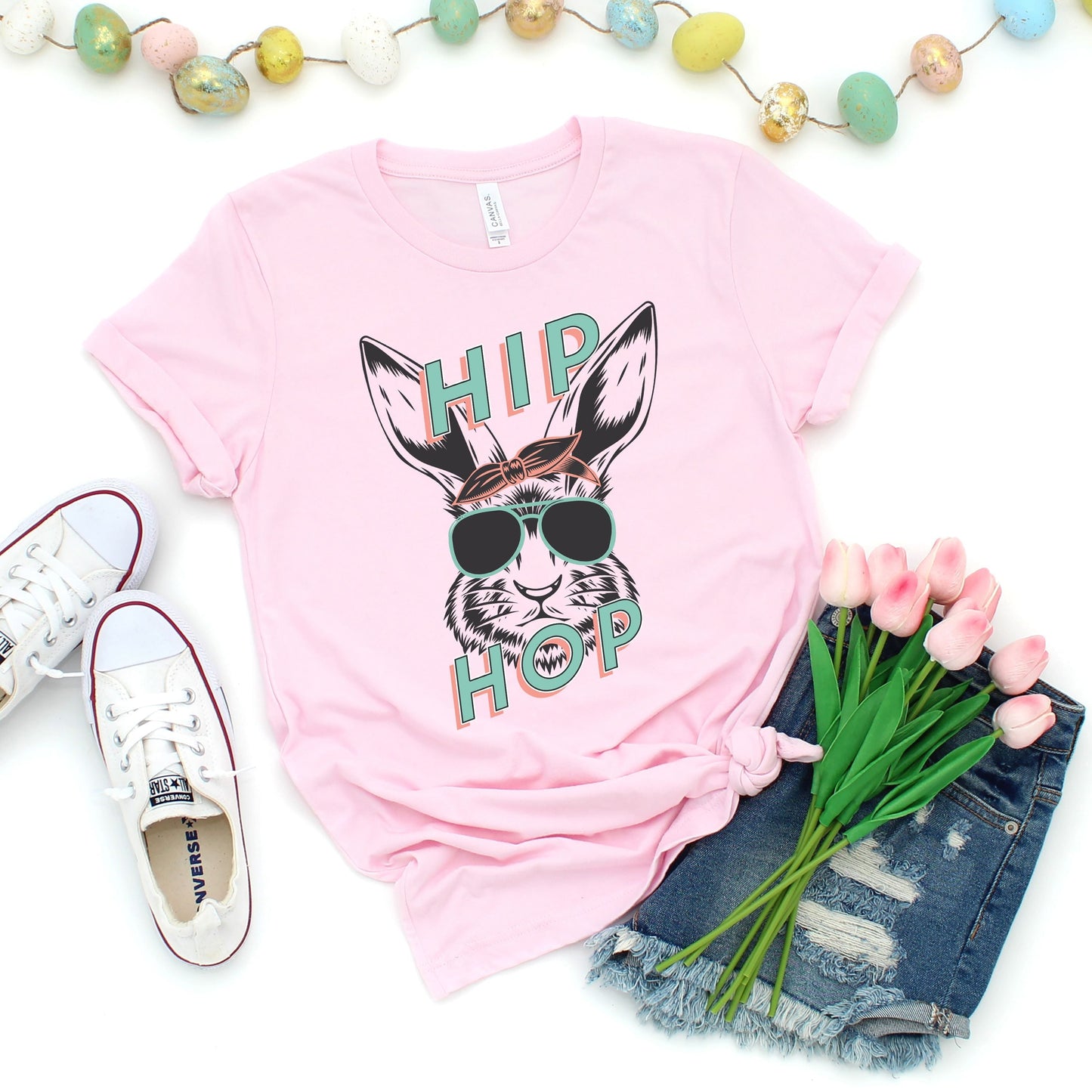 Green Hip Hop Bunny | Short Sleeve Crew Neck