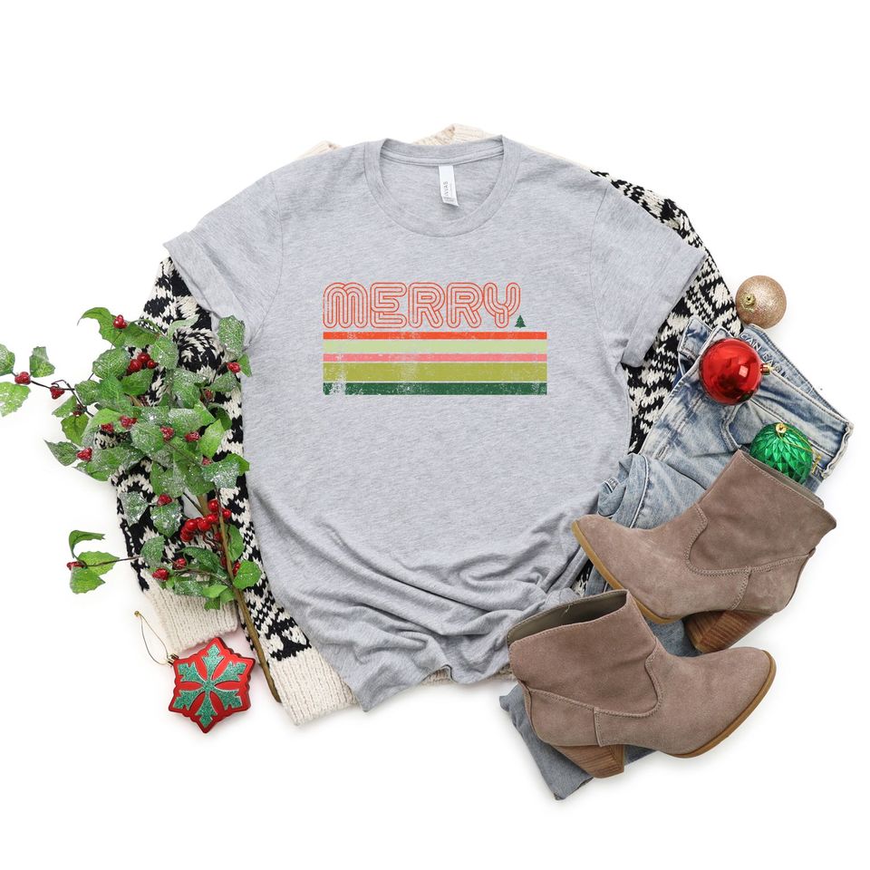 Retro Merry Stripes | Short Sleeve Crew Neck