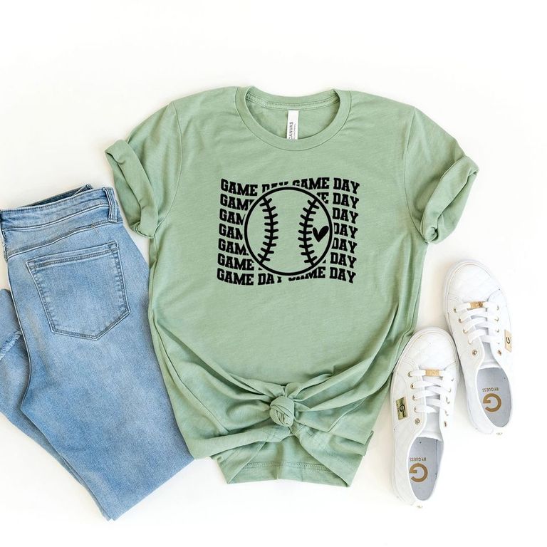 Baseball Game Day Stacked | Short Sleeve Crew Neck