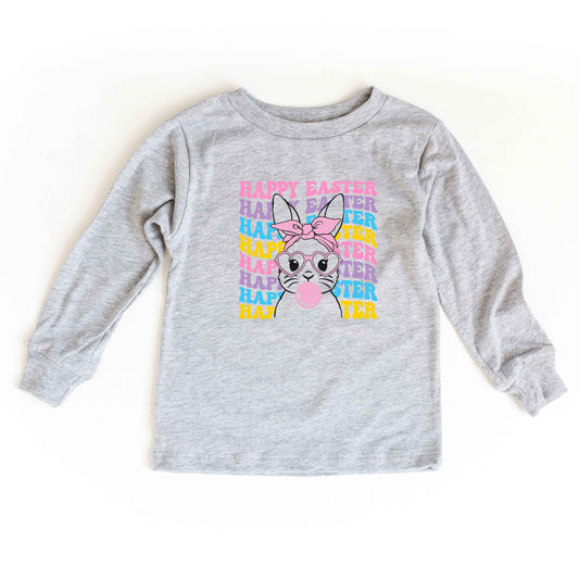 Bubble Gum Bunny Wavy | Toddler Long Sleeve Tee